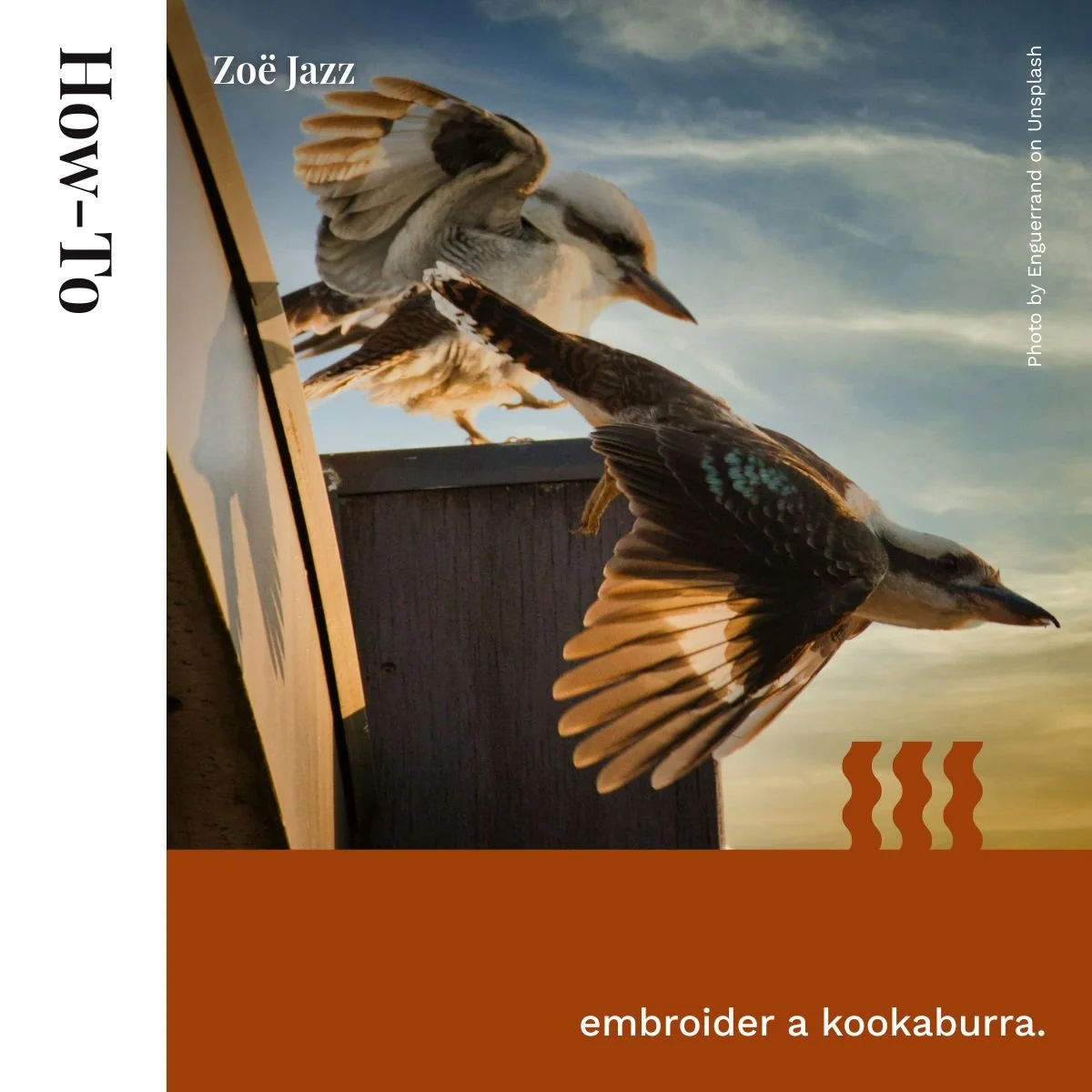 How to embroider a kookaburra.