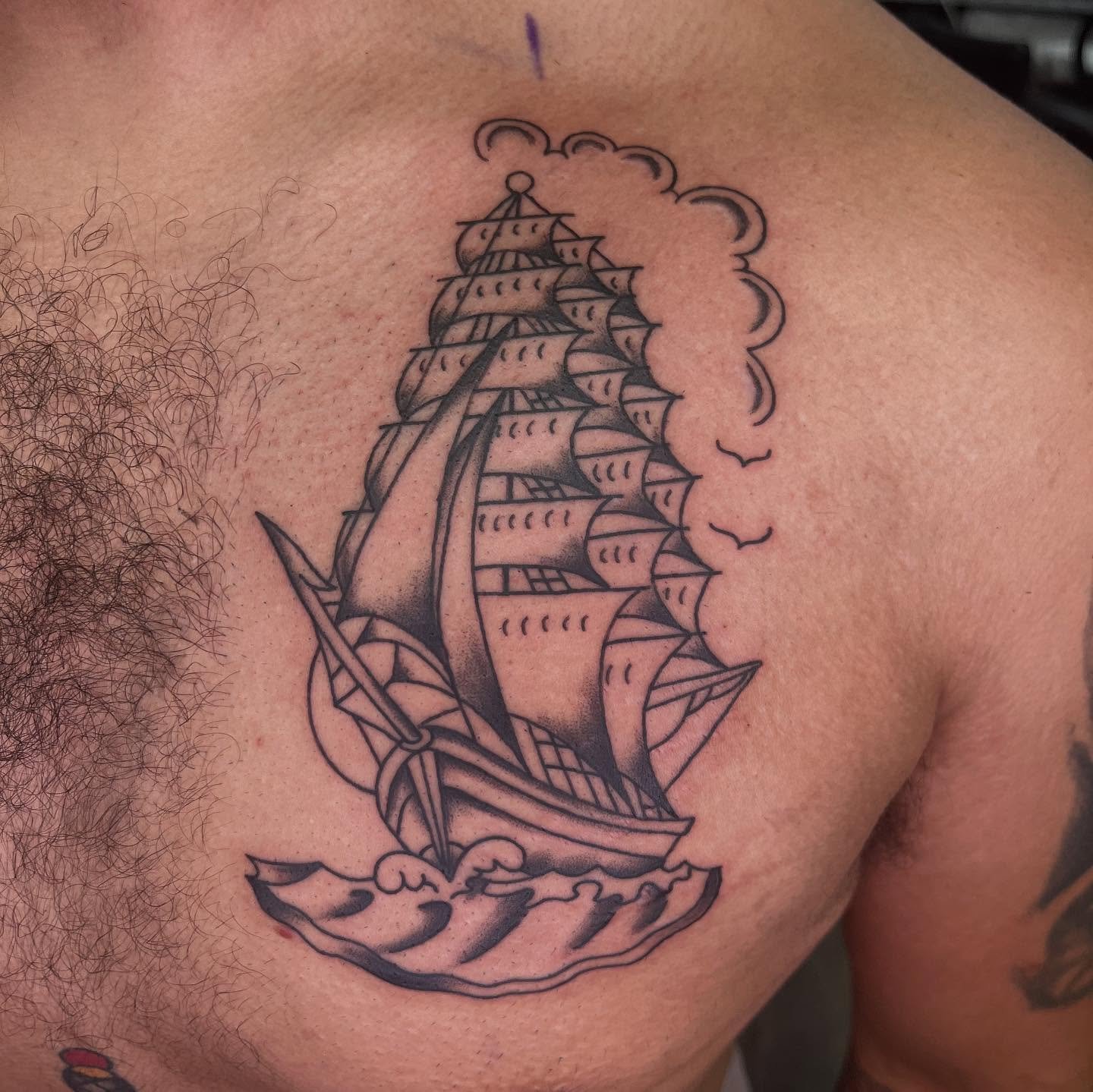 New clipper ship for @llzayinthefe plus a few tattoos that are 2 years old or so! Sail on mother sailor!