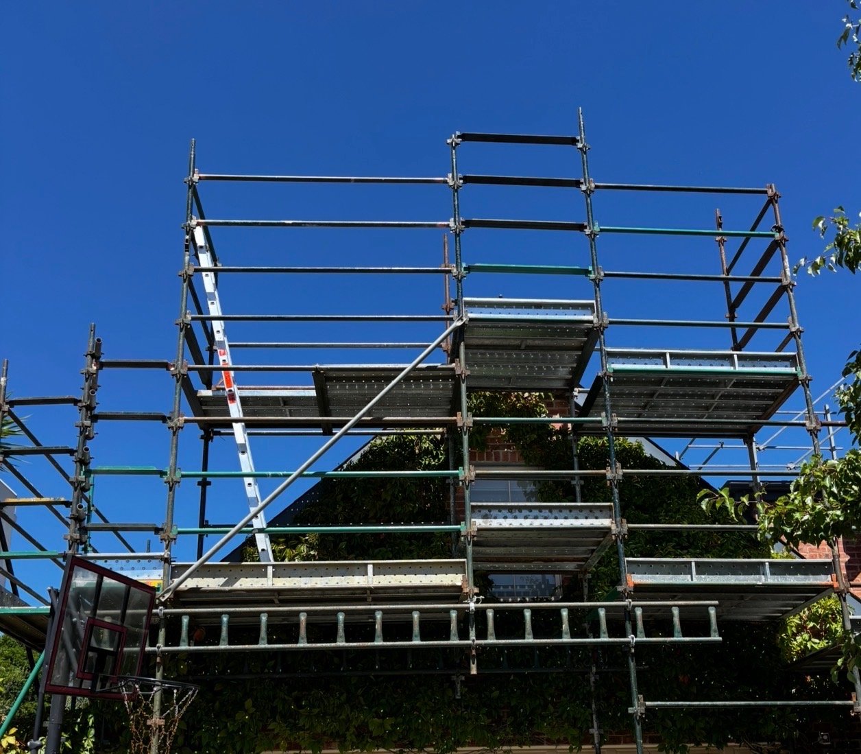 Residential scaffolding system installed for exterior works and safe access