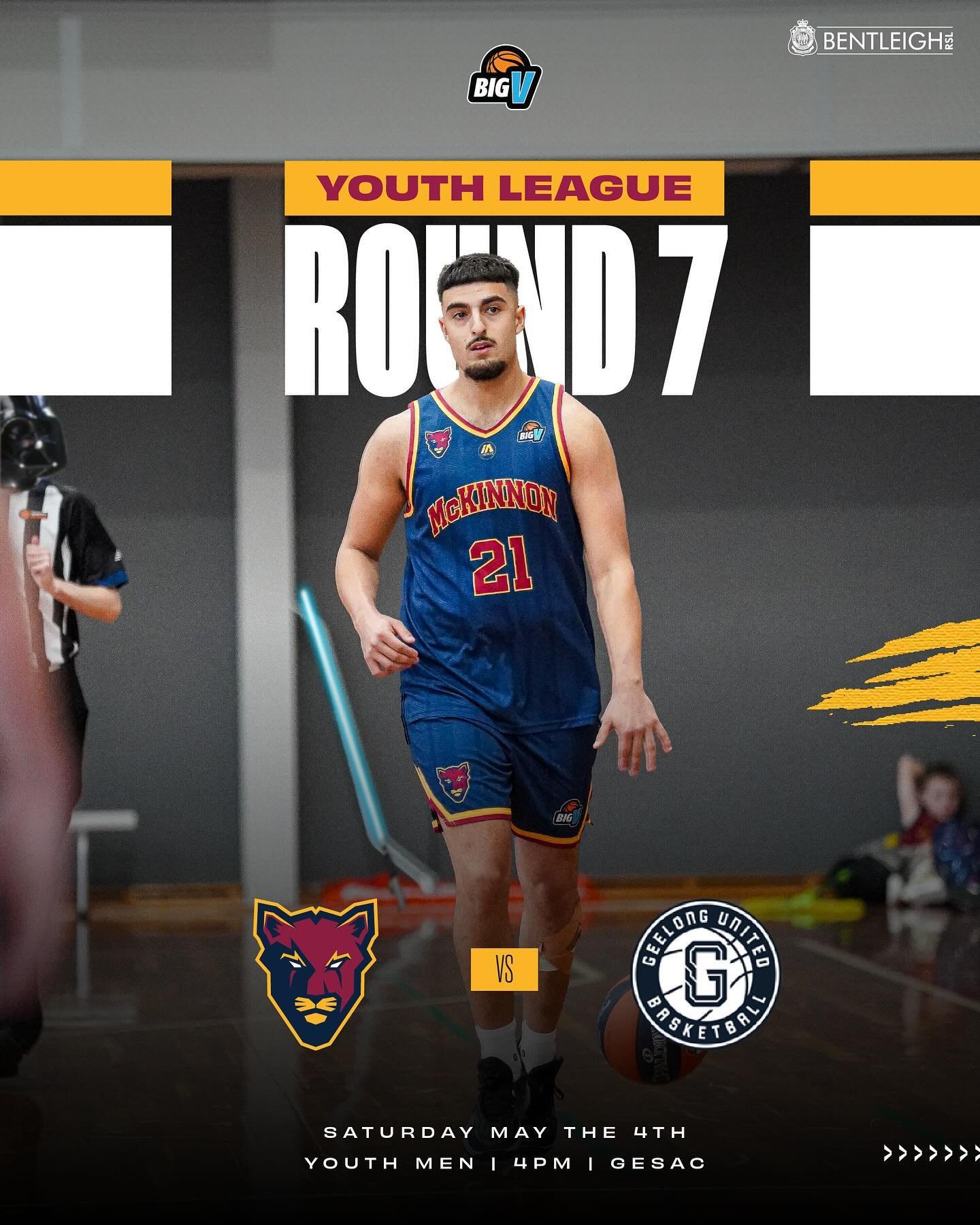 Big V Championship and Youth League⁠
⁠
Join us this Saturday, May the 4th as the Cougars go to War for week 7 of the @bigv_ball season! ⁠
⁠
It all starts at 4pm as our Youth League Men look to stay undefeated as they take on Geelong United
⁠
🆚 Geelo