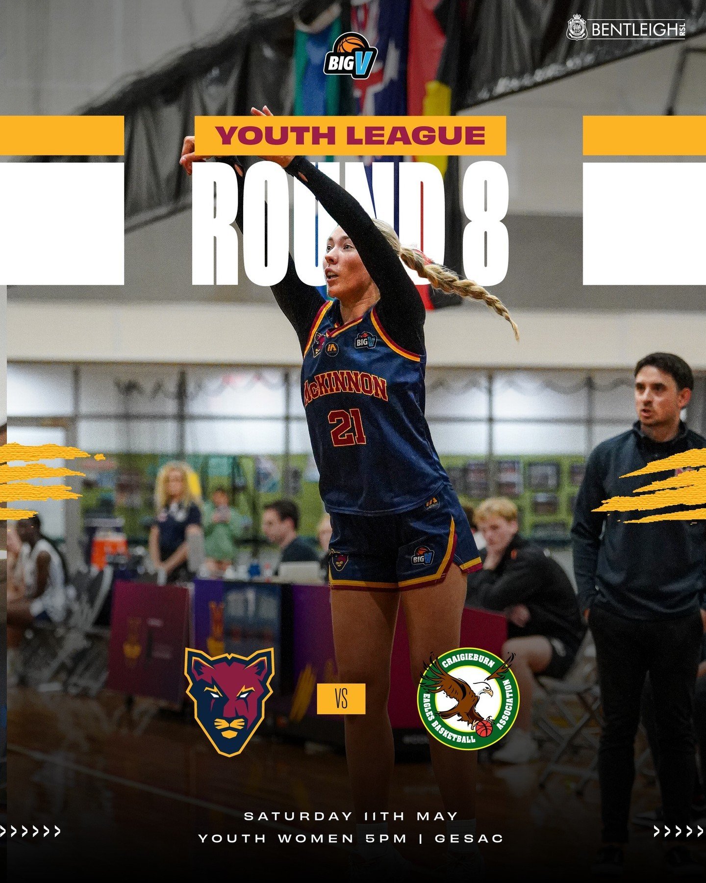 Big V Championship and Youth League⁠
⁠
Join us this weekend as the Cougars look to #DefendTheDen for week 8 of the @bigv_ball season! ⁠
⁠
It all starts at 5pm as our Youth League Women look to keep their win streak alive and make it 7 in a row agains