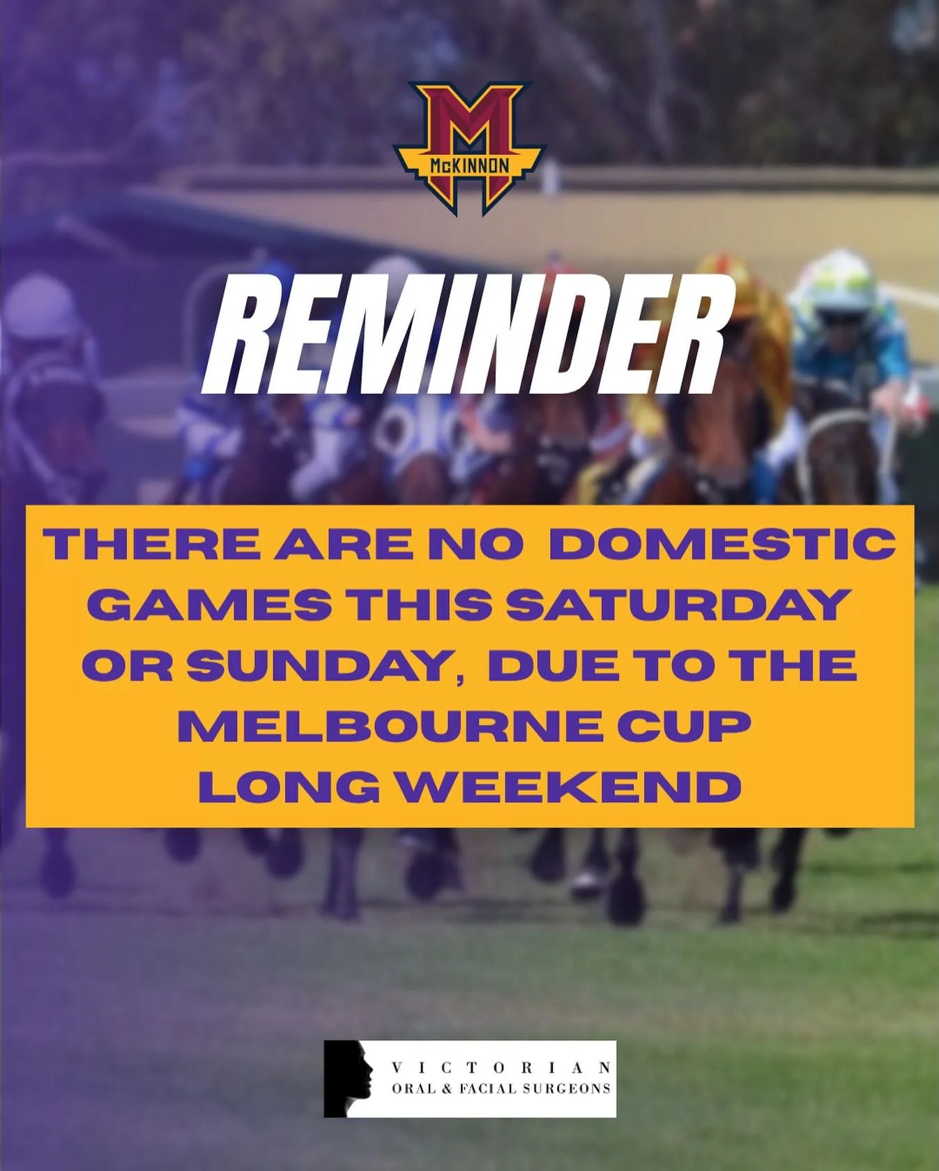 ‼️ Reminder: There are no domestic games this Saturday or Sunday, due to the Melbourne Cup long weekend 🐴