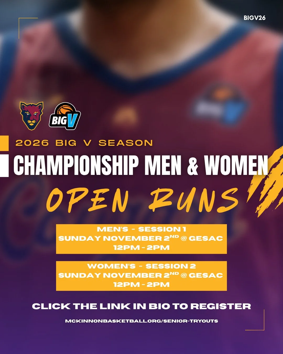 🚨 REMINDER &ndash; OPEN RUNS THIS SUNDAY! 🏀⁠
⁠
Our BigV Championship Men&rsquo;s and Women&rsquo;s Open Runs are only 3 sleeps away! 🐾⁠
⁠
📅 Sunday November 2nd�⁠
⏰ 12PM &ndash; 2PM�⁠
📍 Glen Eira Sports and Aquatic Centre (GESAC)�⁠
🔗 Click the L