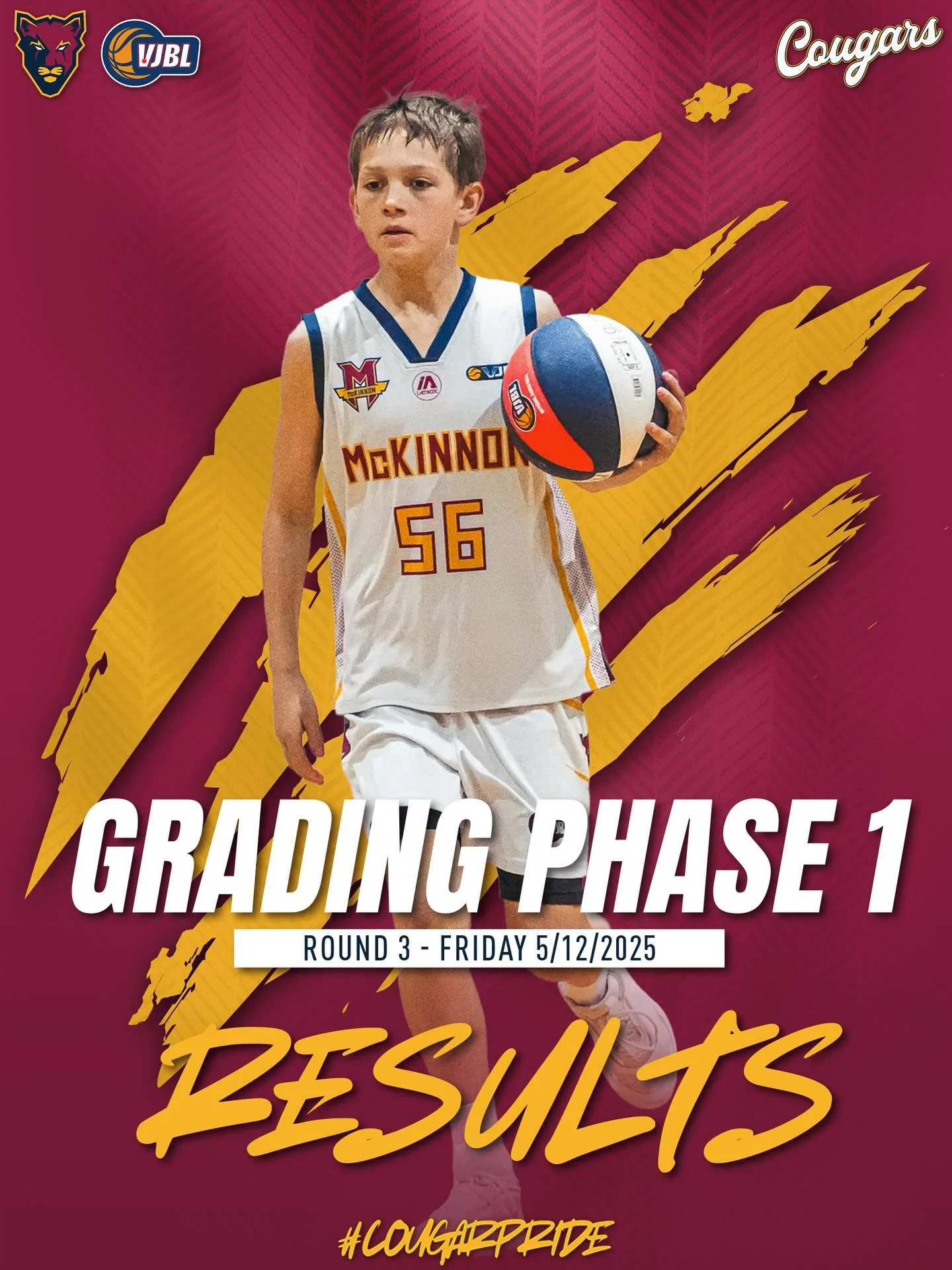 A big Round 3 of VJBL action for our Junior Cougars as Grading Phase 1 wrapped up ahead of Crossover games this Friday night. 🔥
 📱 You can also see all the Junior Cougars results on PlayHQ

#CougarPride 🐾