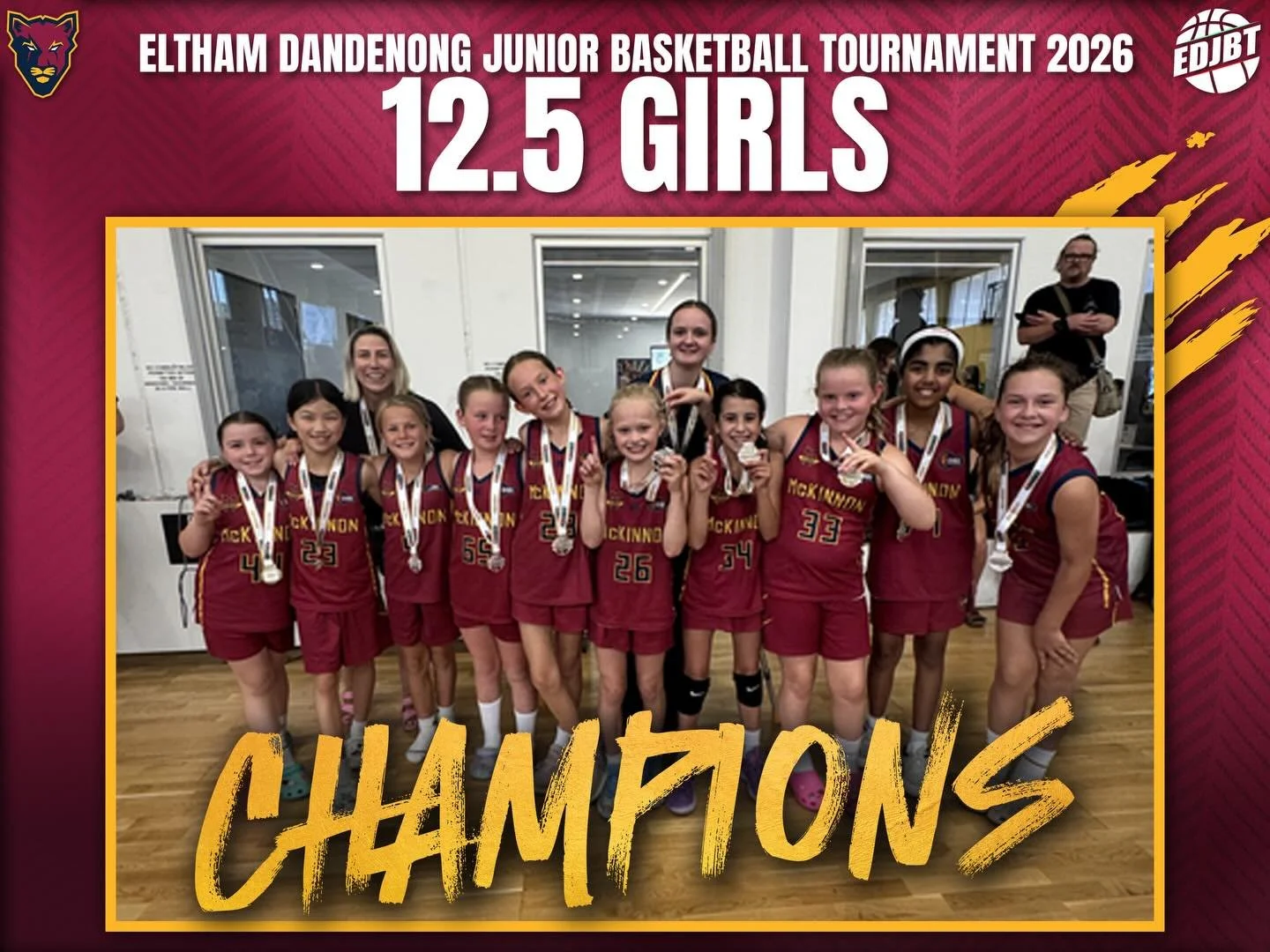 🏆 CHAMPIONS!!!

Congratulations to our U12.5 Girls on winning the EDJBT U12 Girls C1 Grand Final over Sandringham 17-15

#cougarpride🐾