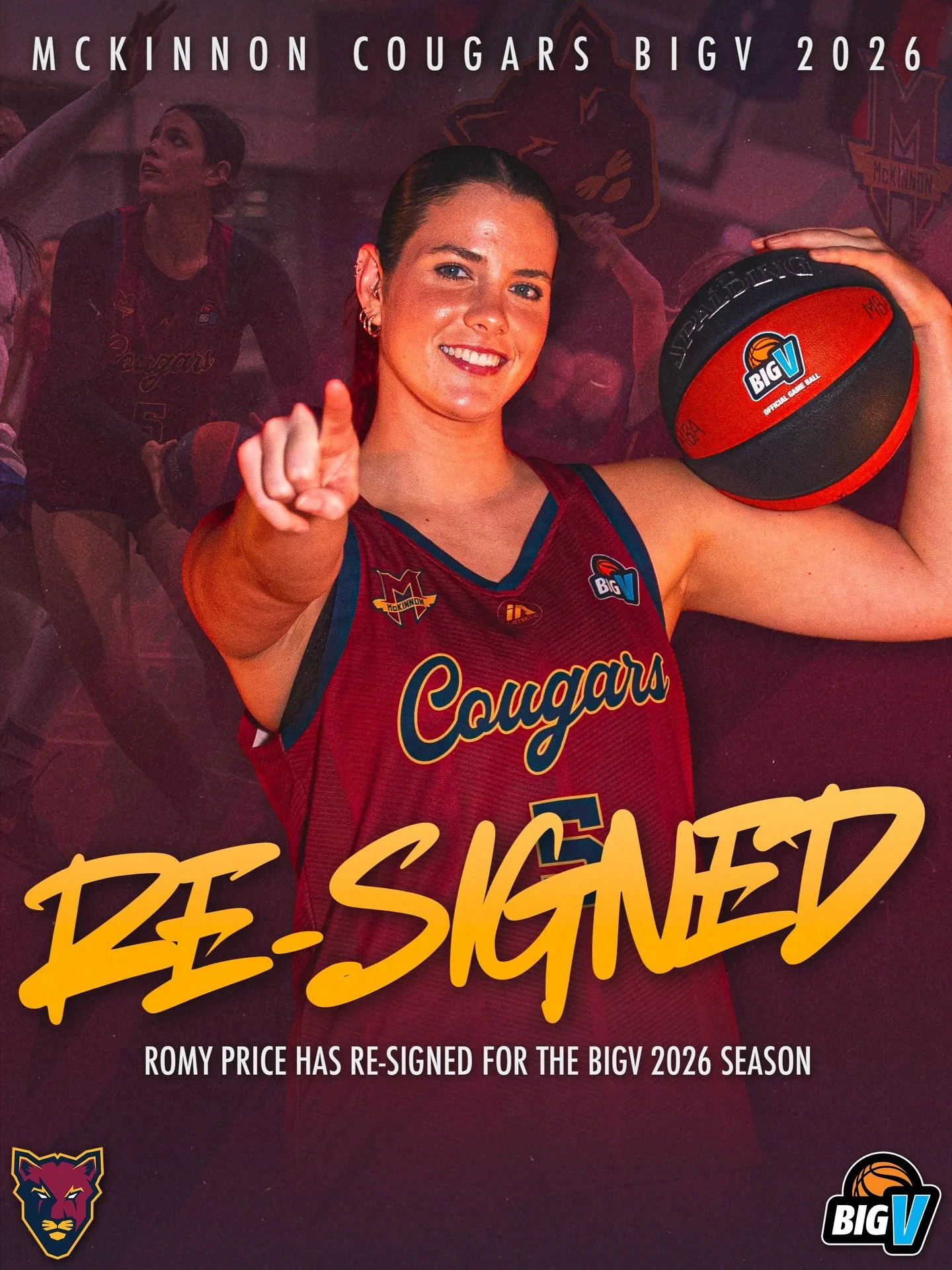 😃 MBA are pleased to announce that Romy Price will return to the McKinnon Cougars for the Big V Championship Women 2026 season.

📰 Read more on the MBA website
