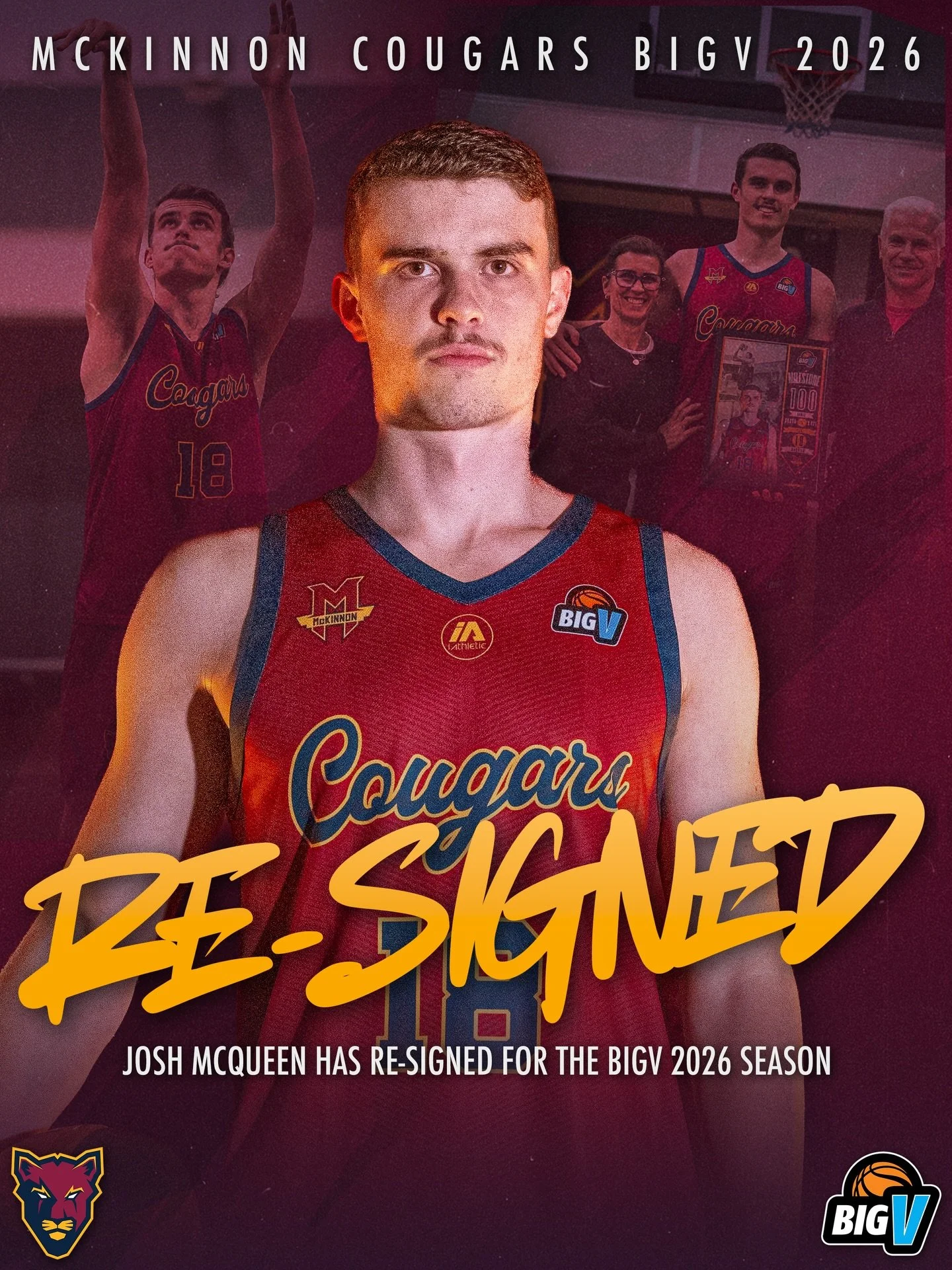 😃 MBA are pleased to announce that Josh McQueen has re-signed with the McKinnon Cougars for the Big V Championship Men 2026 season.

📰 Read more on the MBA website