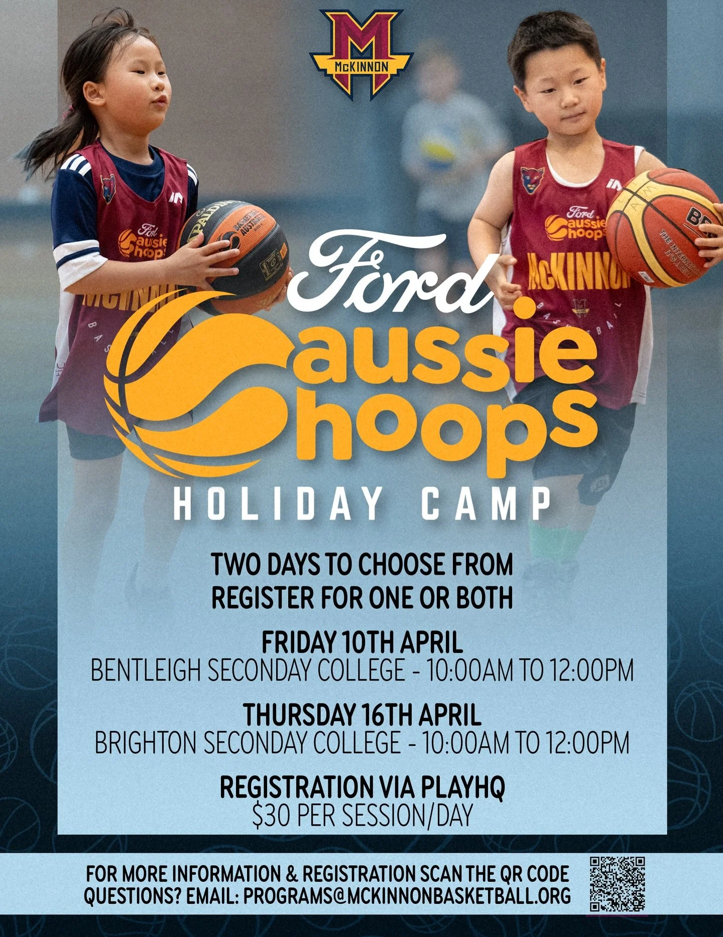 Aussie Hoops Holiday Camp 🏀😊

Our Aussie Hoops Holiday Camp is a fun introduction to basketball for children 5&ndash;8 years. Perfect for new and returning players learning the fundamentals through games and activities. Every participant receives a