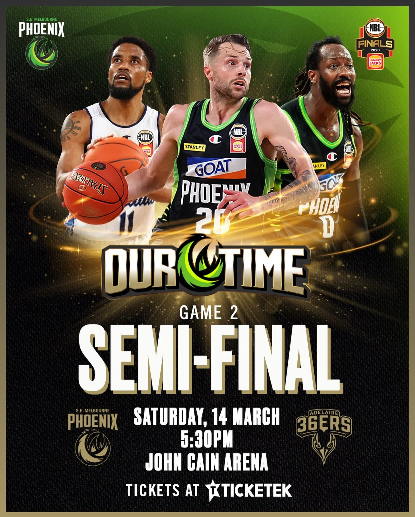 The South East Melbourne Phoenix has made it into the NBL Semi Finals Series and have a big Saturday night clash with the Adelaide 36ers to battle their way into the Championship Series. 🔥 

Let&rsquo;s get behind them this weekend and bring the ene