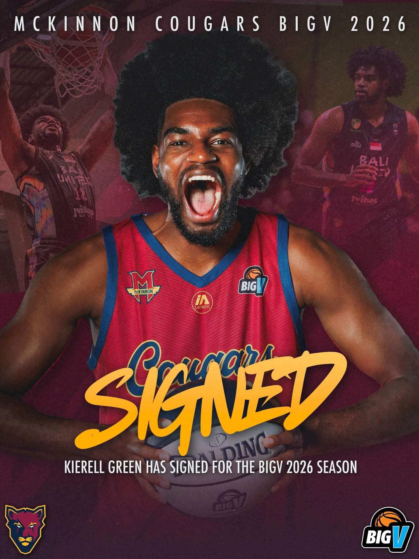 😁 MBA are pleased to announce the signing of American born forward Kierell Green for the Big V Championship Men 2026 season.  📰 Read more on the MBA website

#CougarPride 🐾