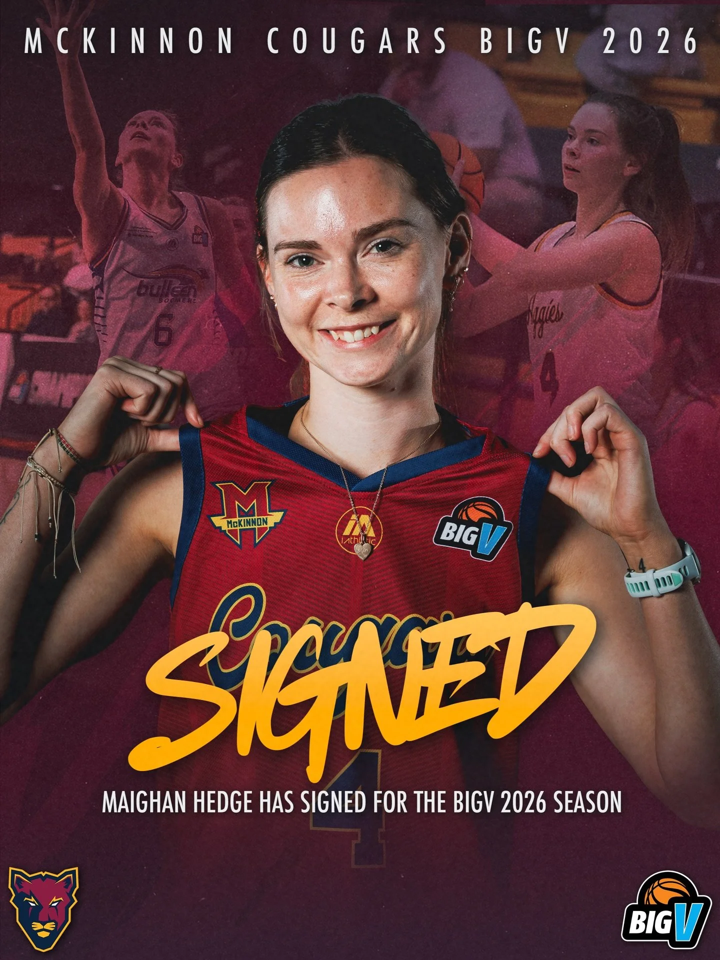 😁 MBA is pleased to announce the signing of Maighan Hedge for the Big V Championship Women 2026 season.  📰 Read more on the MBA website

#CougarPride 🐾