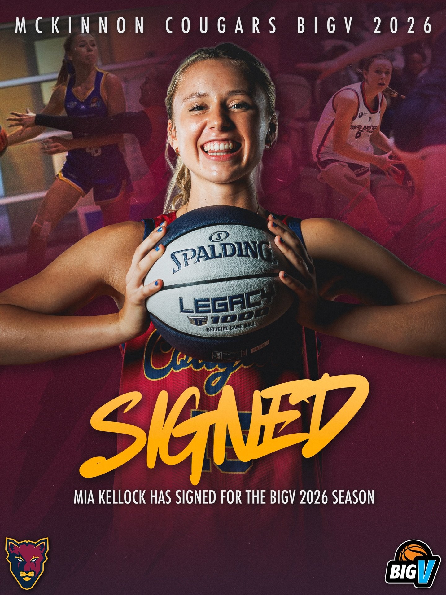 😃 MBA is pleased to announce the signing of Mia Kellock for the Big V Basketball Championship Women 2026 season.

#cougarpride🐾