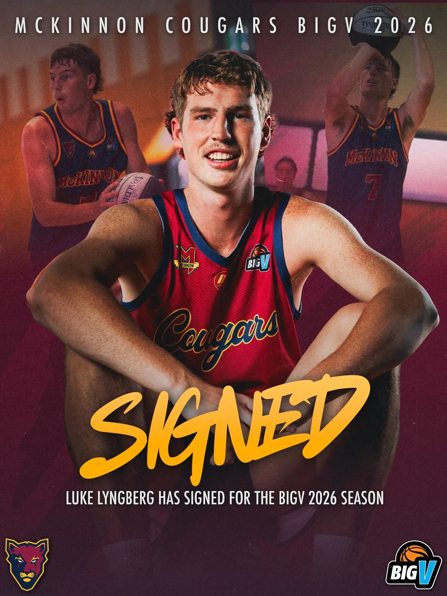 😃 MBA is pleased to announce the signing of Luke Lyngberg for the Big V Basketball Championship Men 2026 season.

#cougarpride🐾
