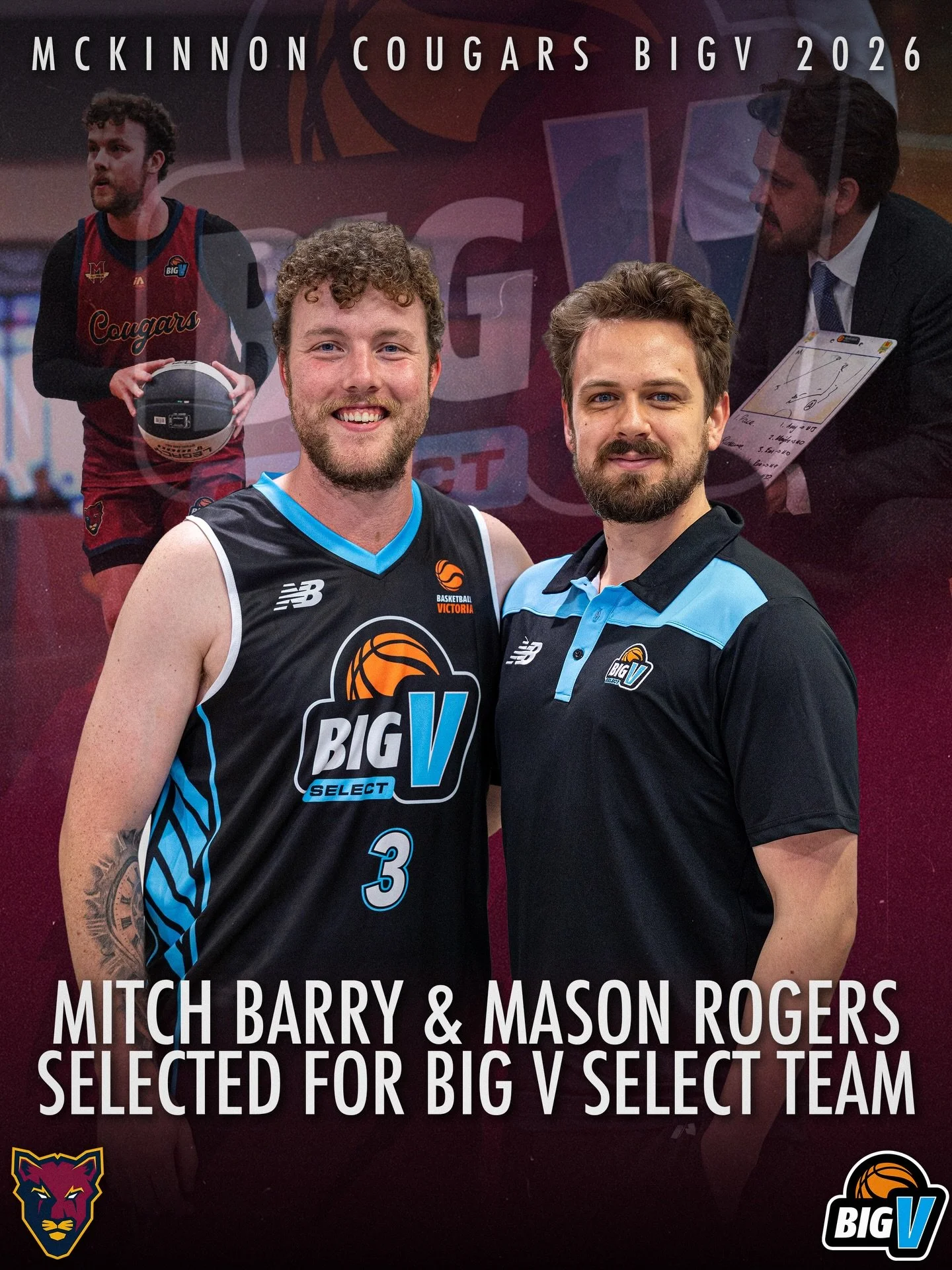 👏 Congratulations to Mitch Barry and Mason Rogers on their selection for the Big V Select Team, set to take on Team China U18 Men next Tuesday 28th April!