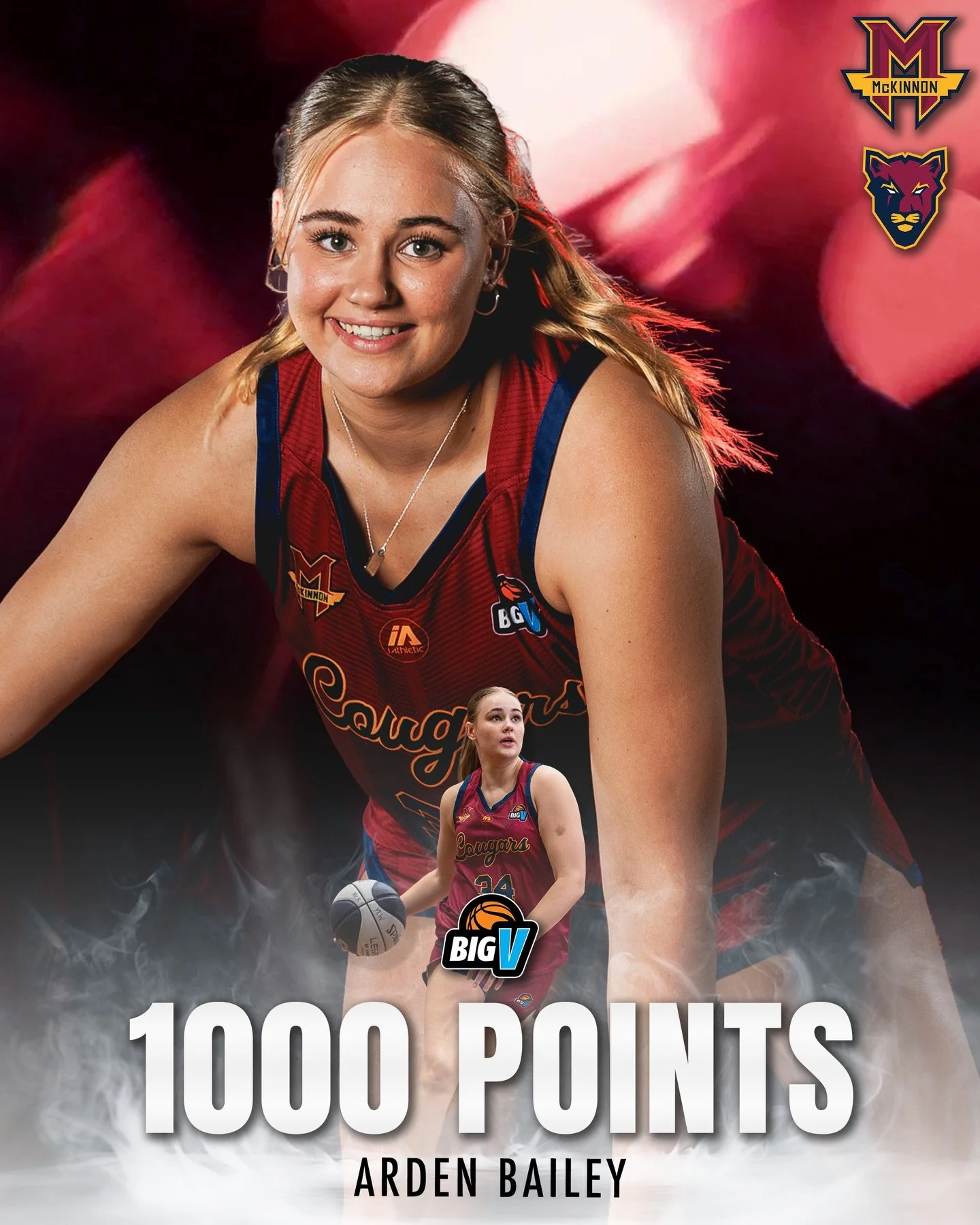 👏 Congratulations to Arden Bailey on reaching the 1️⃣0️⃣0️⃣0️⃣ point milestone in Big V recently!

#CougarPride 🐾