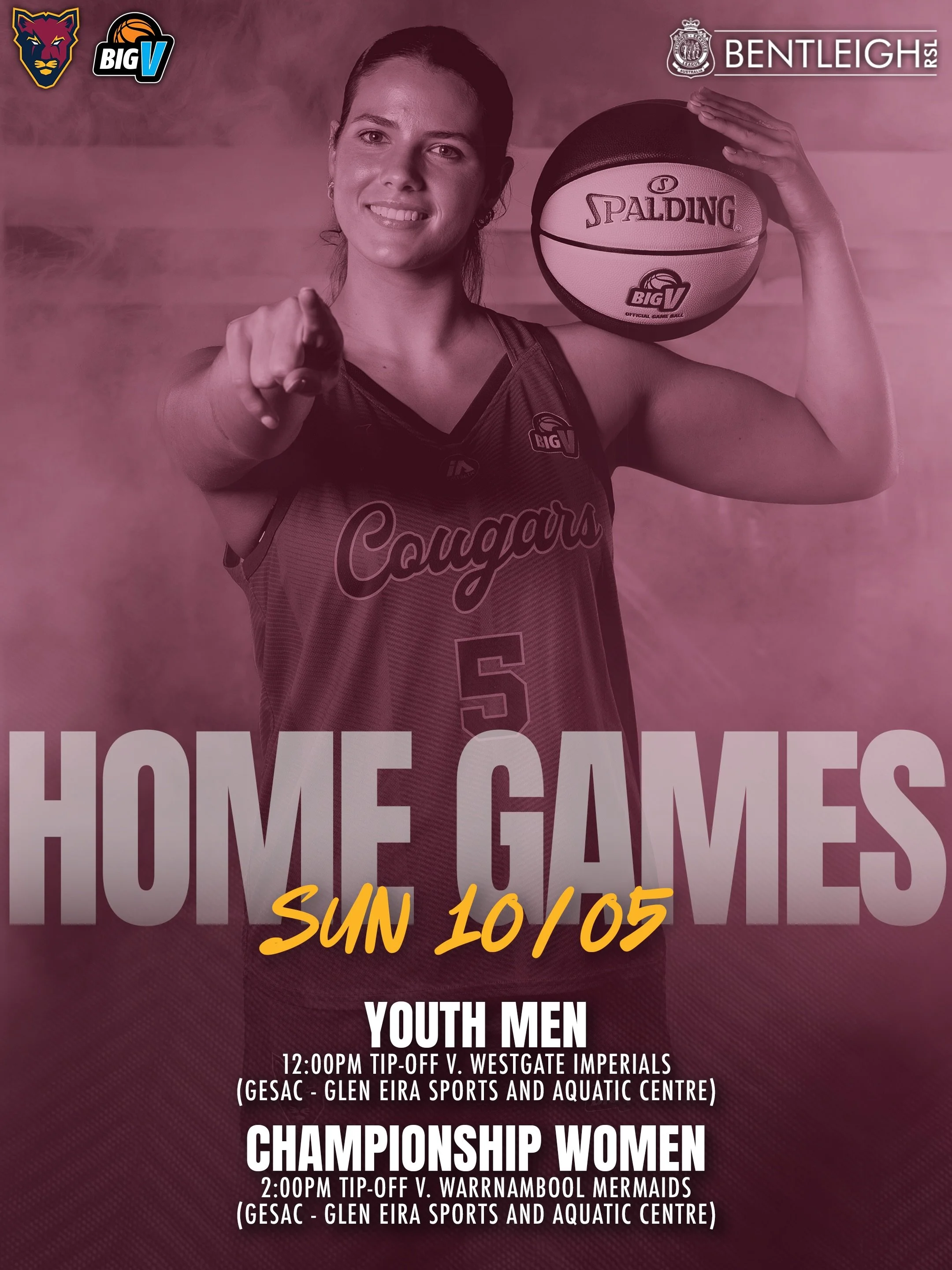 🏀 We have an action packed Sunday afternoon of Big V tomorrow as our Youth Men and Championship Women hit the court from 12pm at GESAC!

🚗 On the road we have games against Camberwell, Bulleen and Eltham. Visit the Big V website for live stats