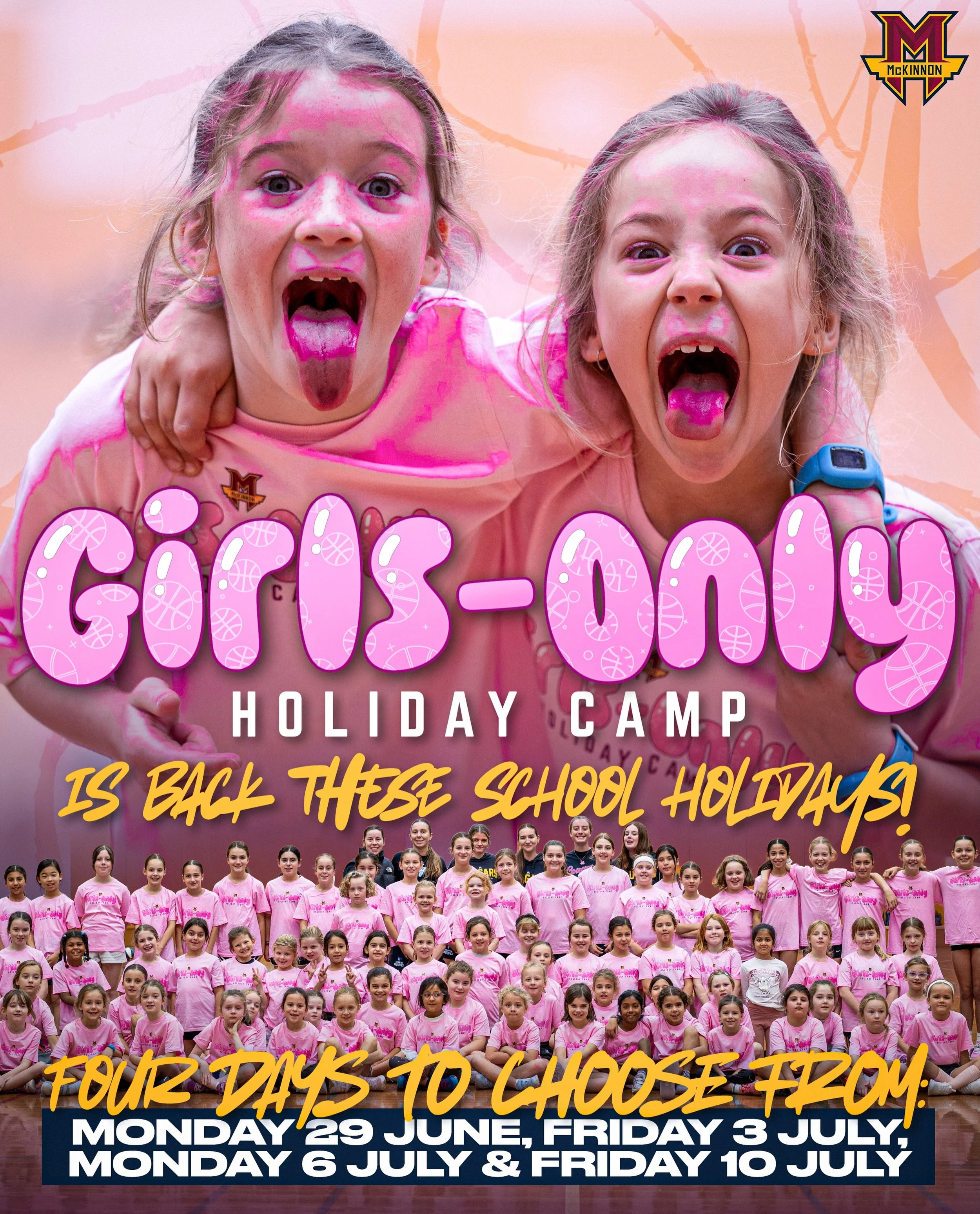 🏀 Girls Only Holiday Camp is back these Winter School Holidays! 💜

Join McKinnon&rsquo;s Big V Women&rsquo;s players and experienced coaches for a fun day of skill development, games, teamwork and basketball. Open to girls aged 6-13, with all abili