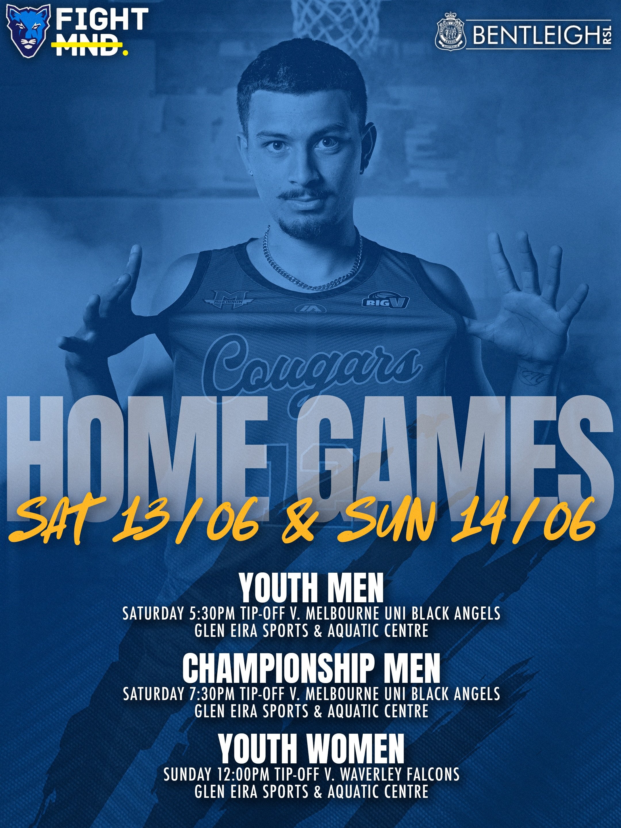 ❄️💙 FightMND Big Freeze Round is here.

Saturday night, our Youth Men and Championship Men host Melbourne University, while the Women travel to Warrnambool. Sunday afternoon, the Youth Women host Waverley.

🧊 Support the fight: https://tinyurl.com/
