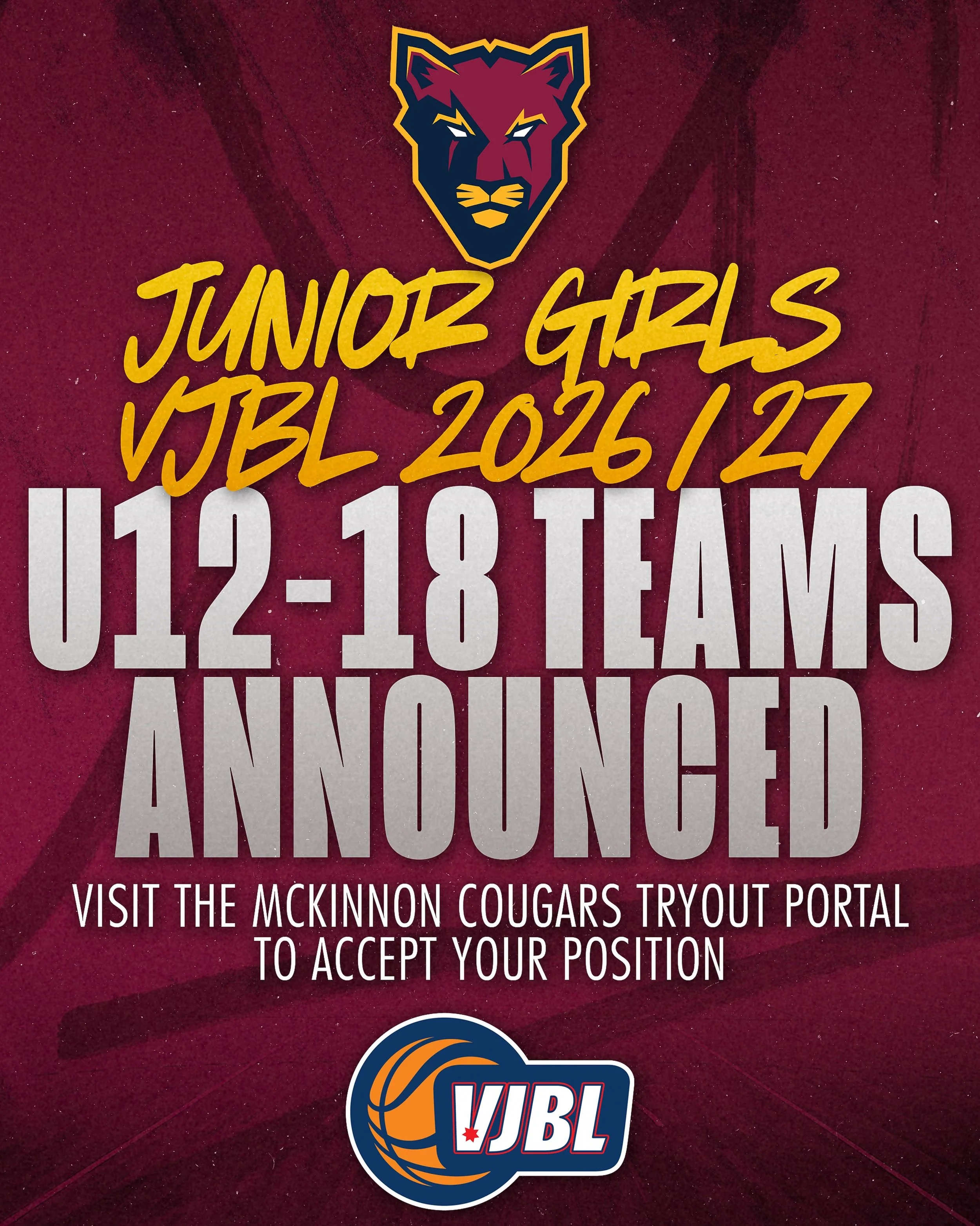 🏀 Our&nbsp;McKinnon Cougars 2026/27 Girls Teams&nbsp;have been announced on the McKinnon Cougars Tryout Portal.

Thank you to all athletes for their effort throughout tryouts and to families for their support.