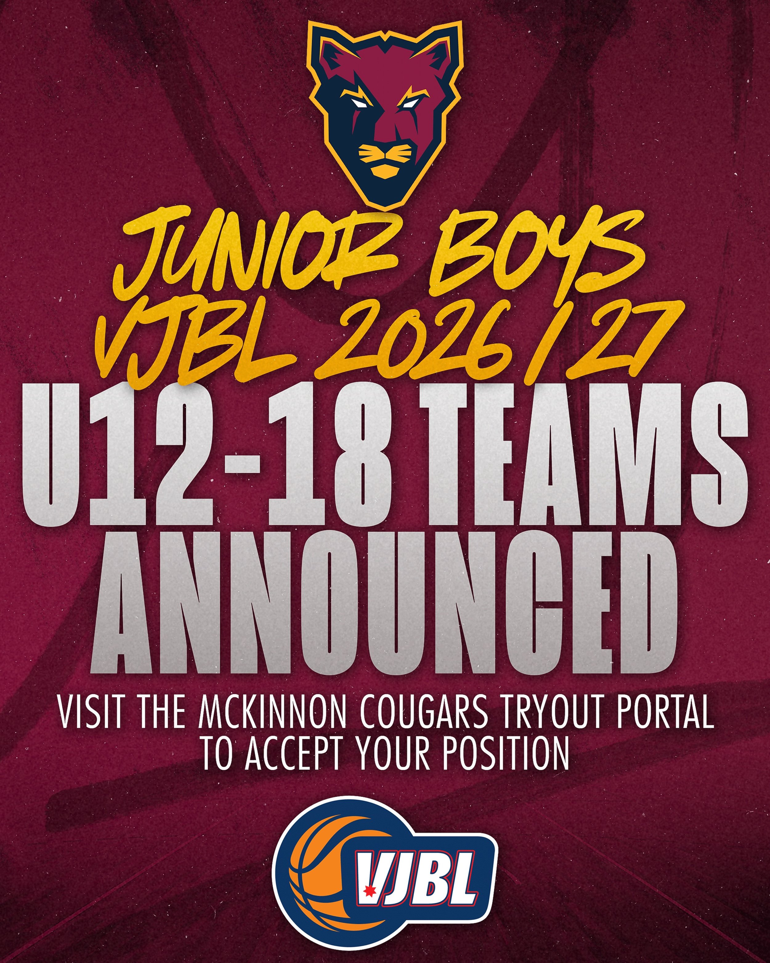 🏀 Our&nbsp;McKinnon Cougars 2026/27 Boys Teams&nbsp;have been announced on the McKinnon Cougars Tryout Portal.

Thank you to all athletes for their effort throughout tryouts and to families for their support.