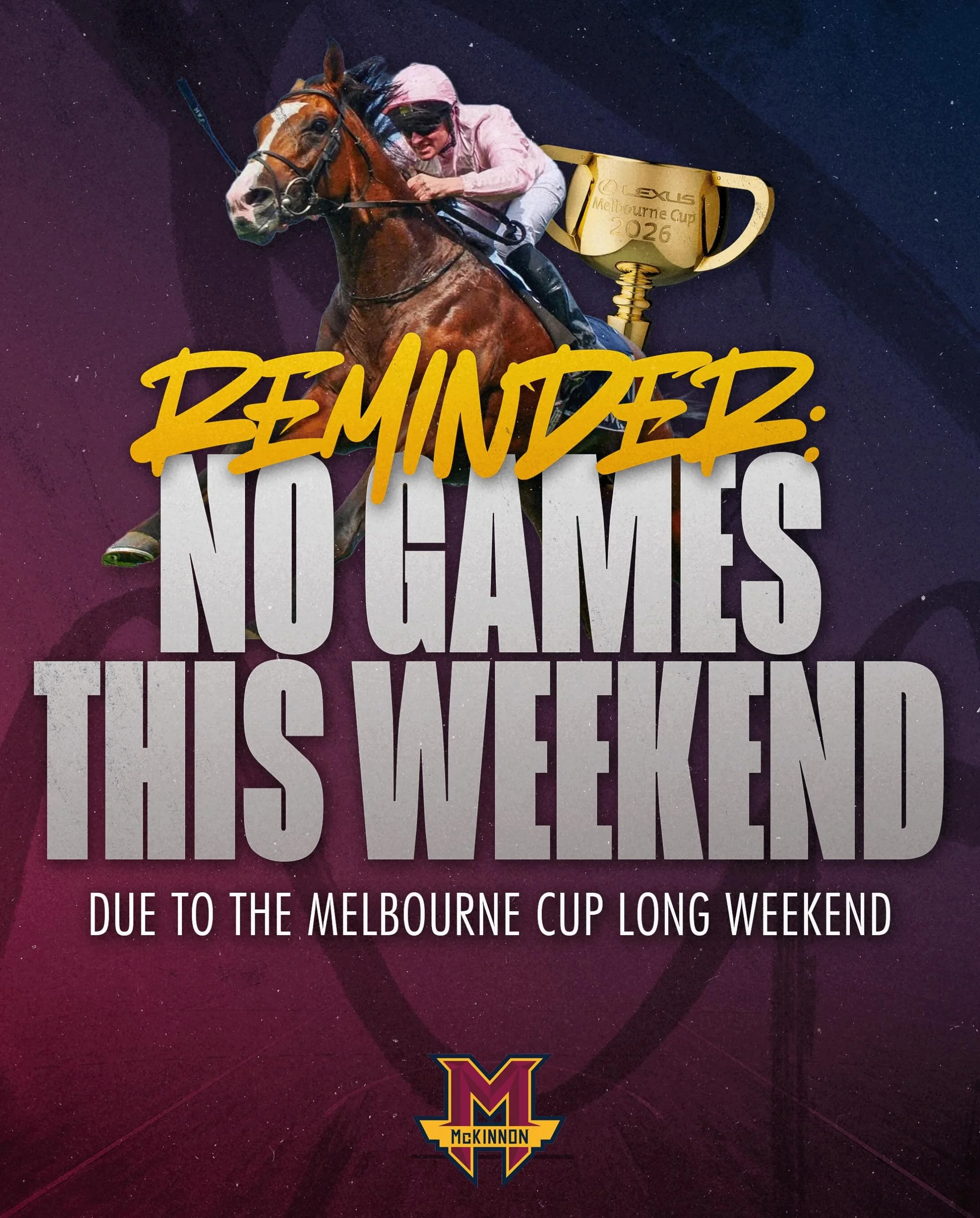🏇 REMINDER: NO GAMES THIS WEEKEND!

There will be no MBA Domestic Competition games this weekend due to the Melbourne Cup long weekend.

Enjoy the break, and we&rsquo;ll see everyone back on court next weekend! 🏀