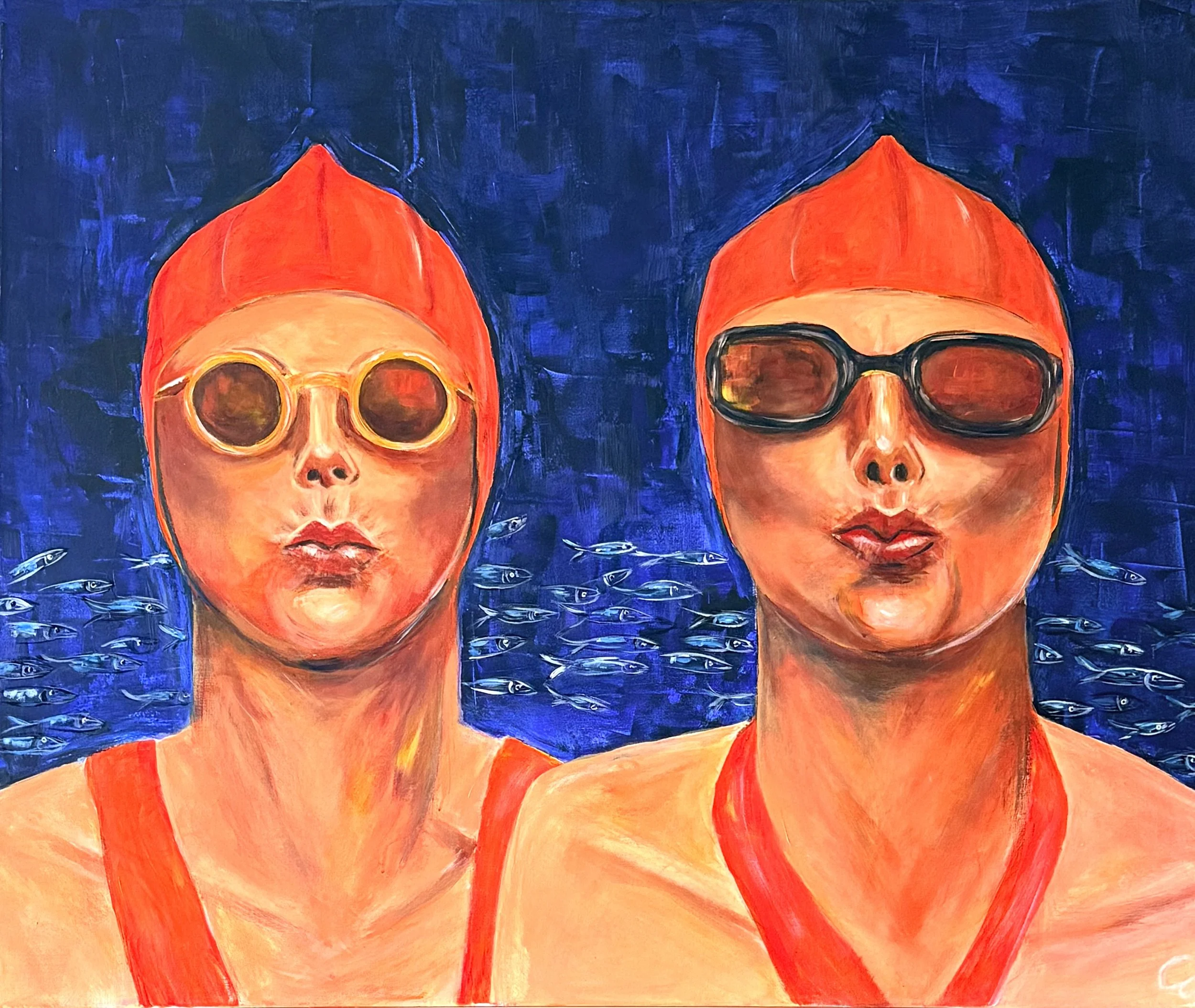 Portrait von zwei Schwimmerinnen -individuelles Wunschbild von Cordula Heimburg