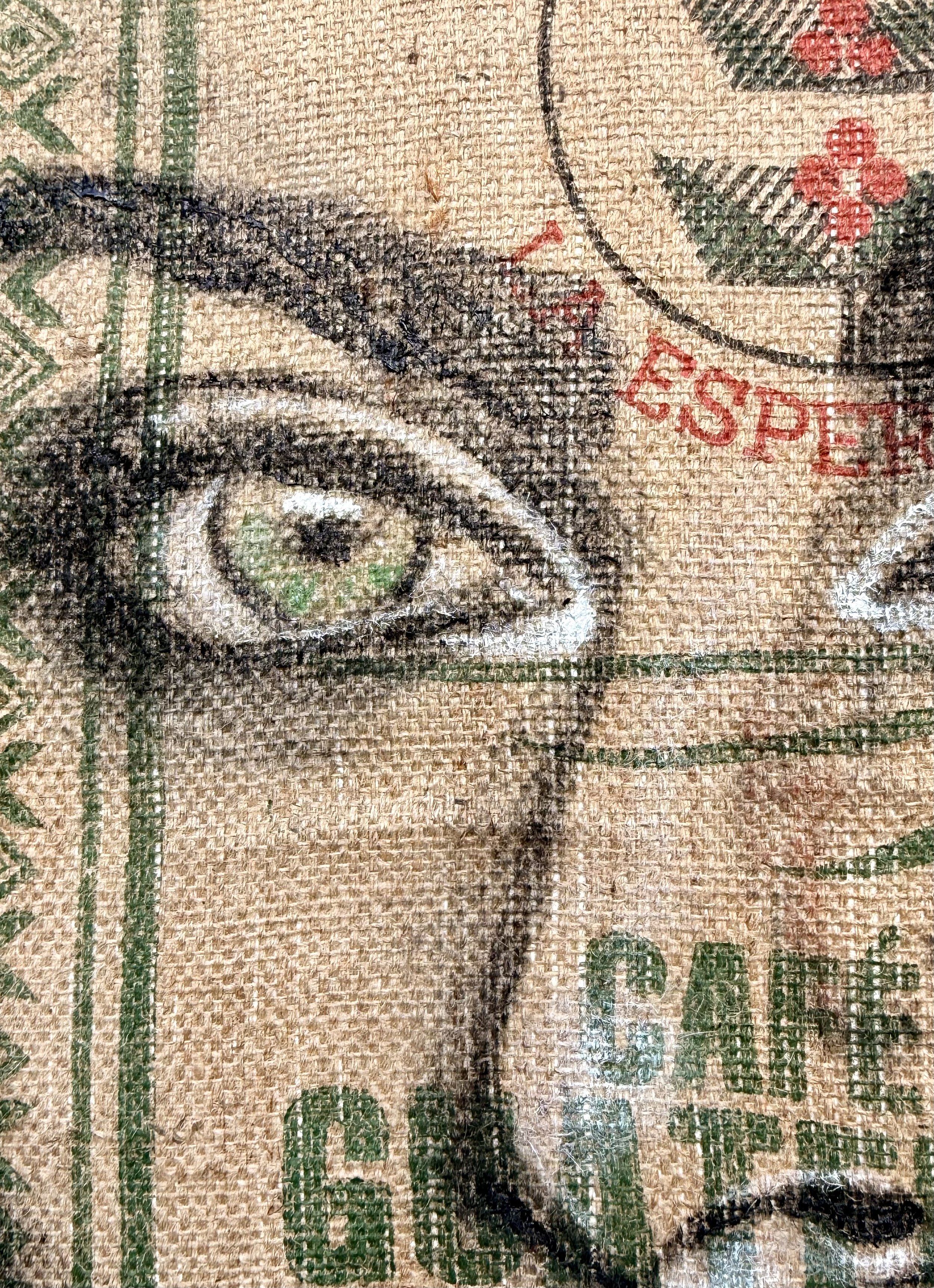 Detail La Esperanza-Frauenportait auf Kaffeesack-Cordula Heimburg.jpeg