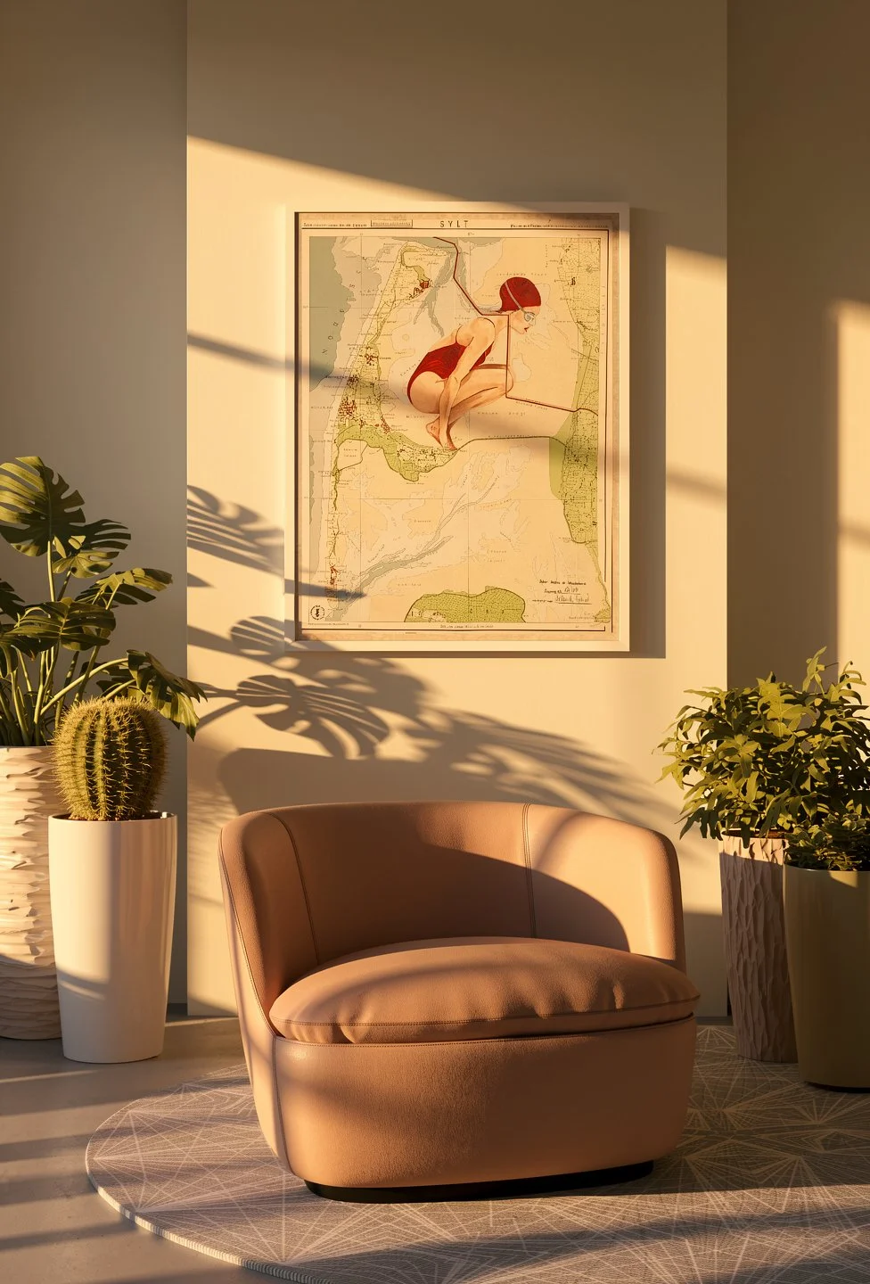 Wohninspo warm-Absprung ins Glück-Schwimmerin auf Syltkarte-Cordula Heimburg.jpg