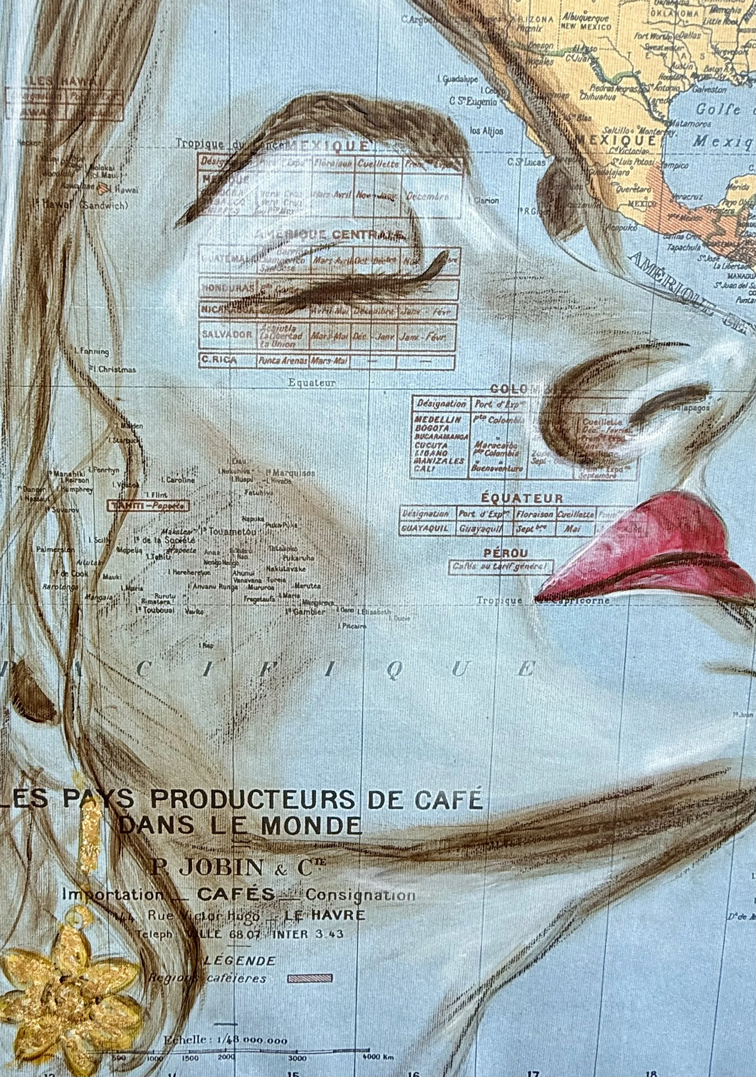 Soulmates-Detail 1-Frauenportait auf Weltkarte Kaffeeproduzenten-Cordula Heimburg.jpeg