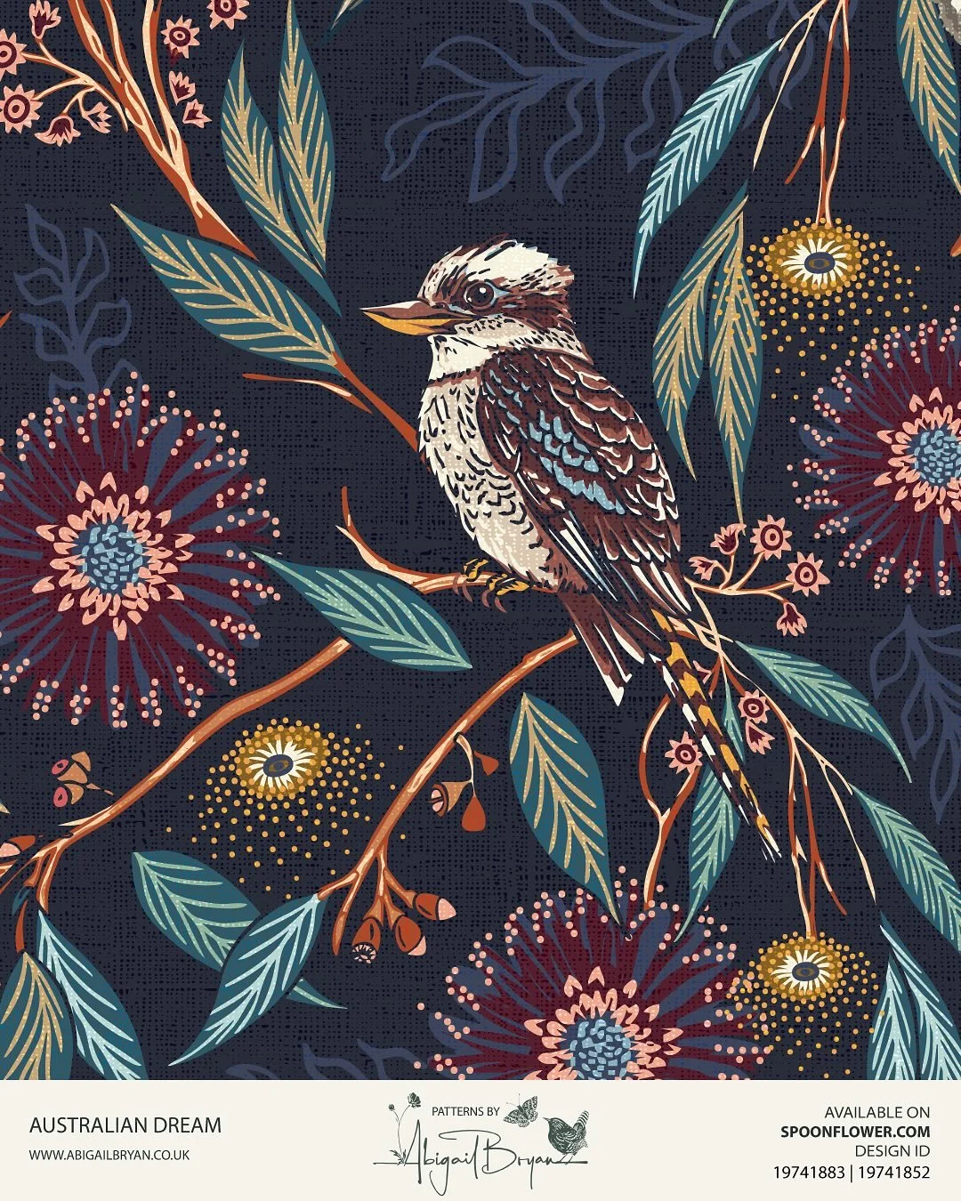 I absolutely adore Koala bears ever since my great grandmother gave me a toy one as a young girl so it was only a matter of time before one ended up in a pattern - Australian Dream in midnight blue 🐨💙
Available on Spoonflower in two sizes: Design I