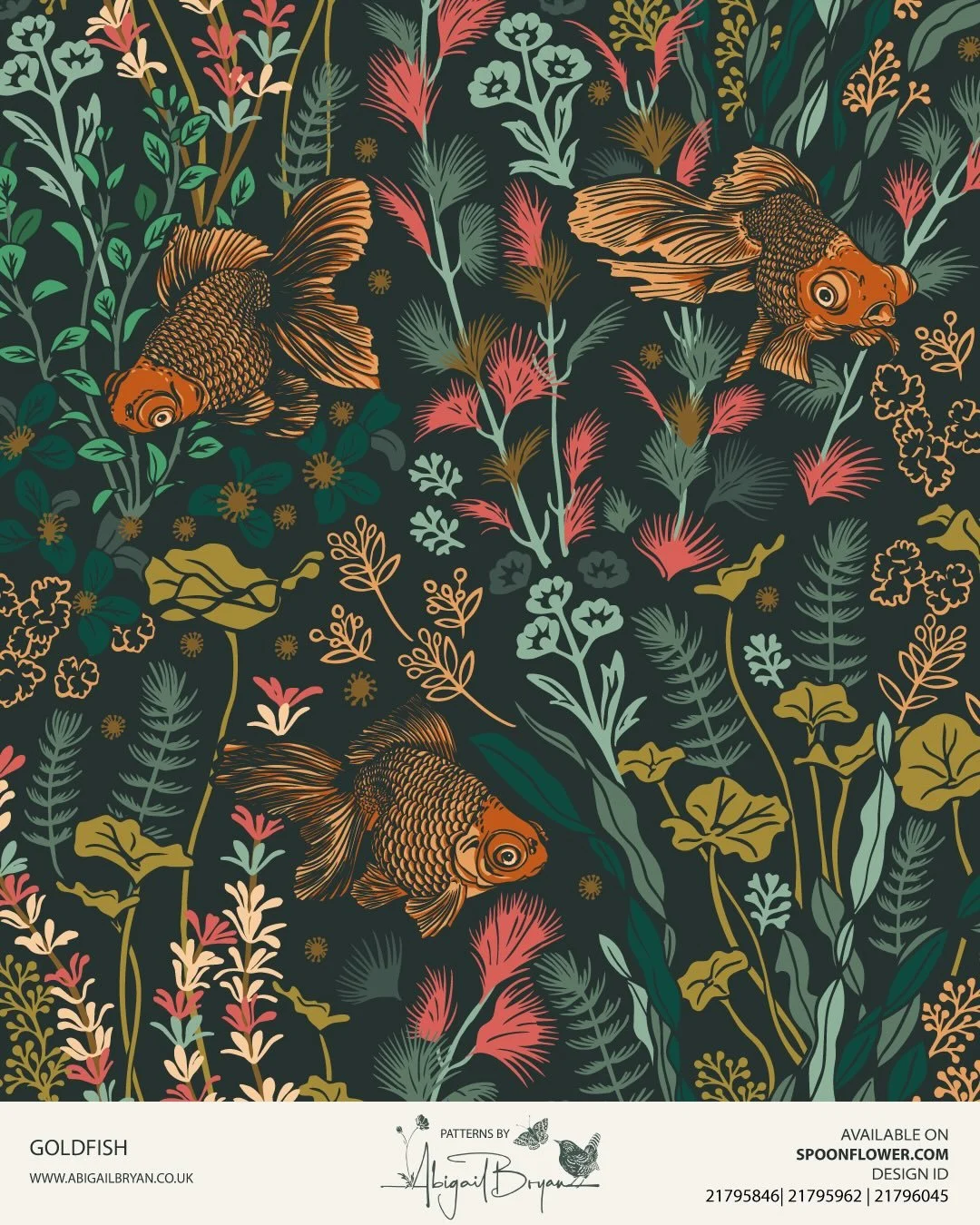 Meet my new pattern Goldfish! I had pet goldfish as a kid, never again I prefer the 2D versions! It&rsquo;s available on my Spoonflower shop in 3 sizes. 
 
Design ID: 21795846 | 21795962 | 21796045

#goldfishfabric #goldfishpattern #goldfishwallpaper