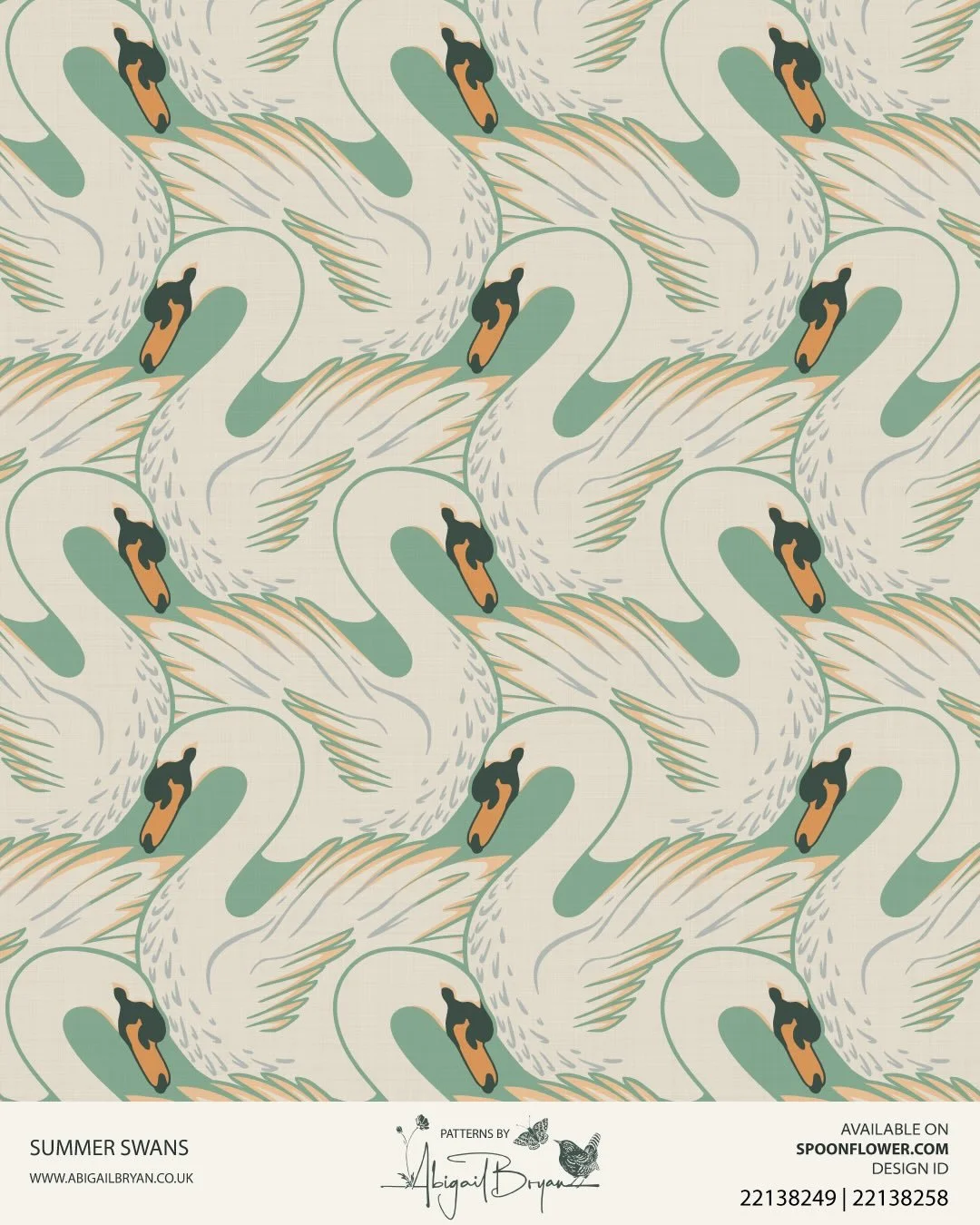 My new serene Summer Swans pattern, now available on my spoonflower shop in two sizes, more colours coming soon!!
Spoonflower ID:
22138249 | 22138258
22138220 | 22138235
22138237 | 22138238

#swanfabric #swanwallpaper #swanpattern #summerswans #quilt