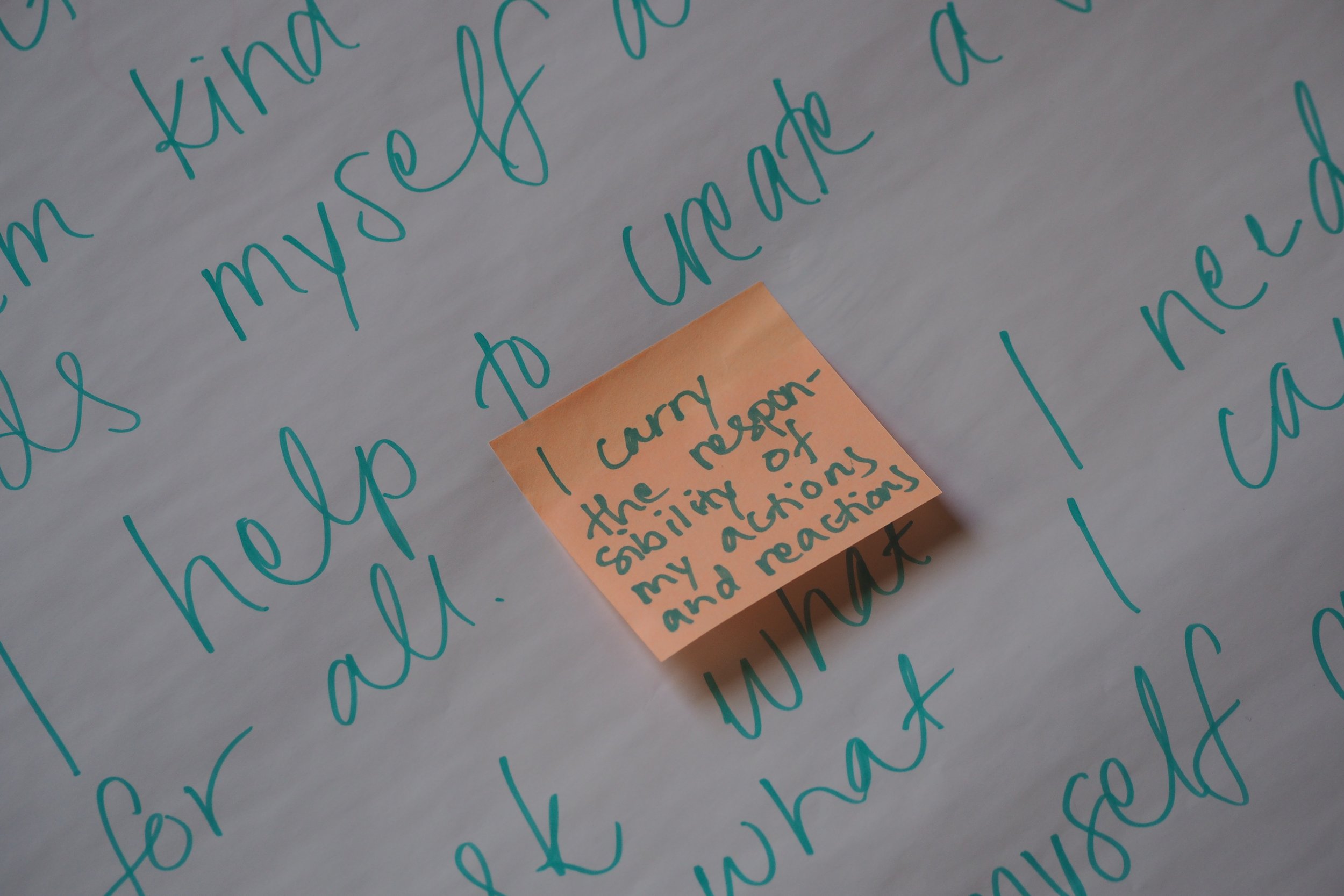  A post-it addition to the co-created intentions for the weekend 