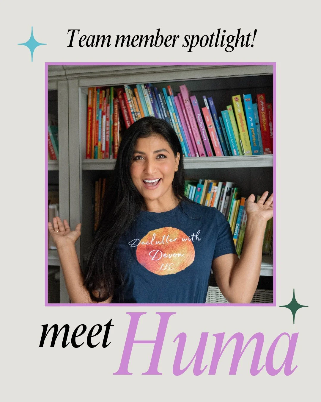 Team member spotlight!

Meet Huma. She's celebrating one year with us and we are so lucky to have her calm, grounded energy in clients&rsquo; homes. She loves meeting new people, especially helping out our senior clients, and excels at organizing sma