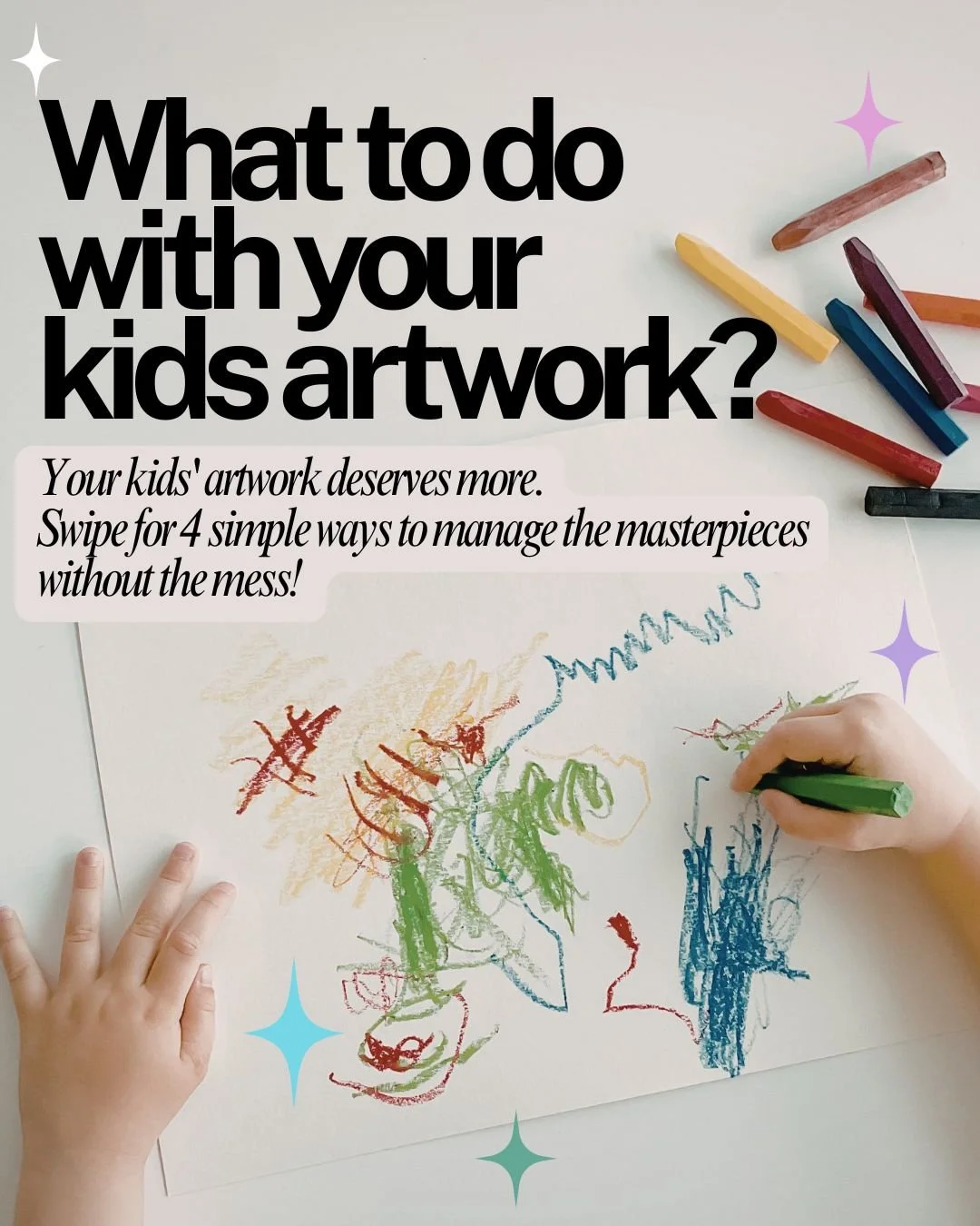 Your kids&rsquo; artwork is priceless 💛

But it also doesn&rsquo;t have to take over your home.

Swipe for 4 simple ways to keep the meaningful pieces while letting go of the excess, so you can enjoy the memories without the mess.