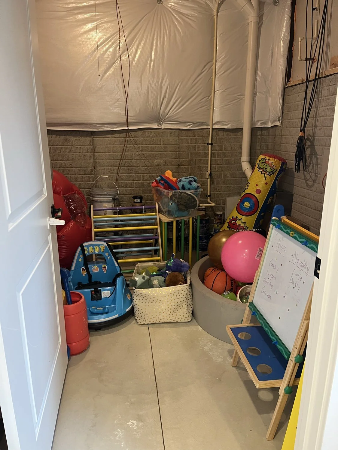 Neatly organized second basement storage room by Declutter with Devon in Broadview Heights