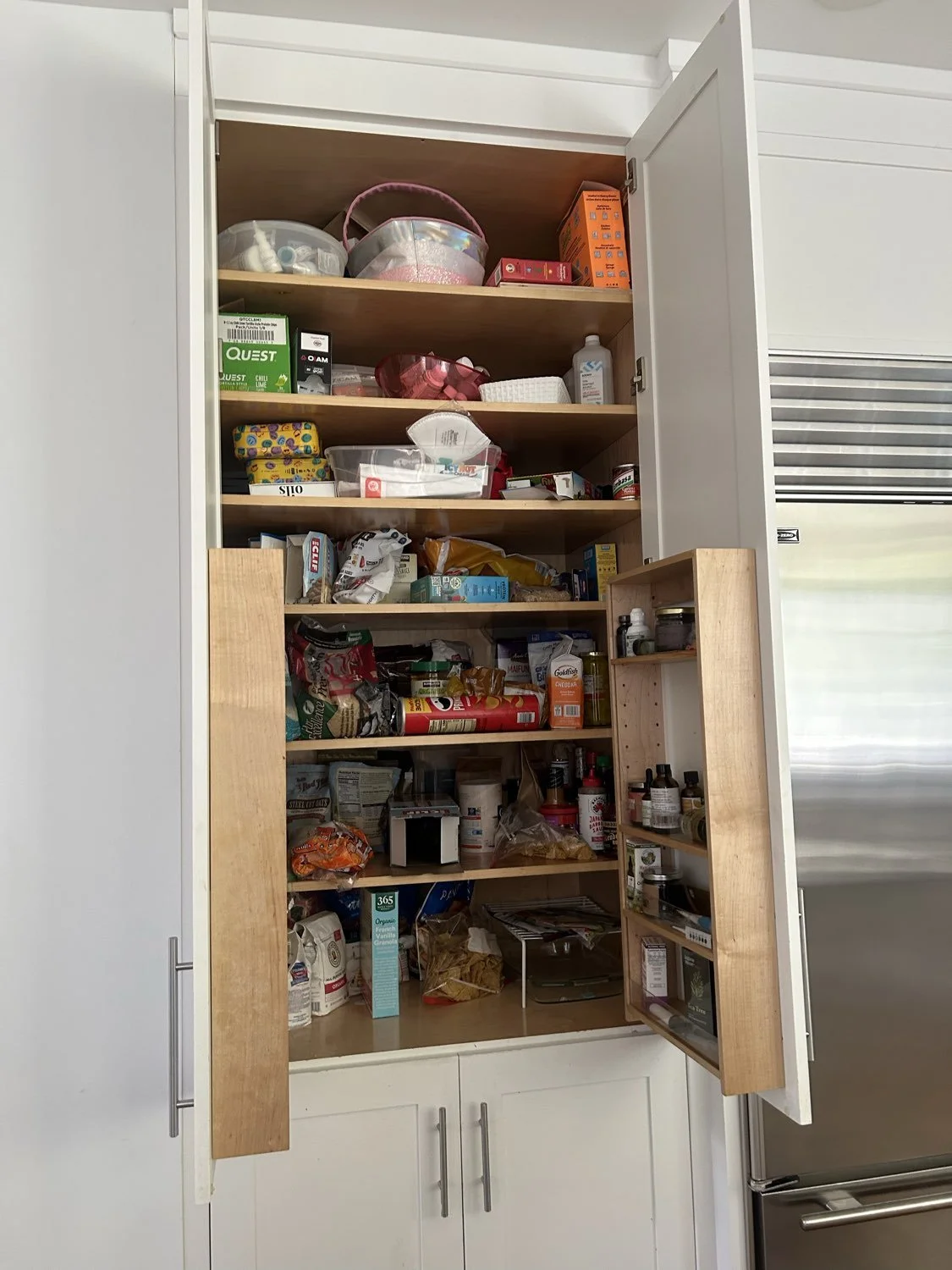 cluttered and messy pantry in Bratenahl, Ohio before organizing