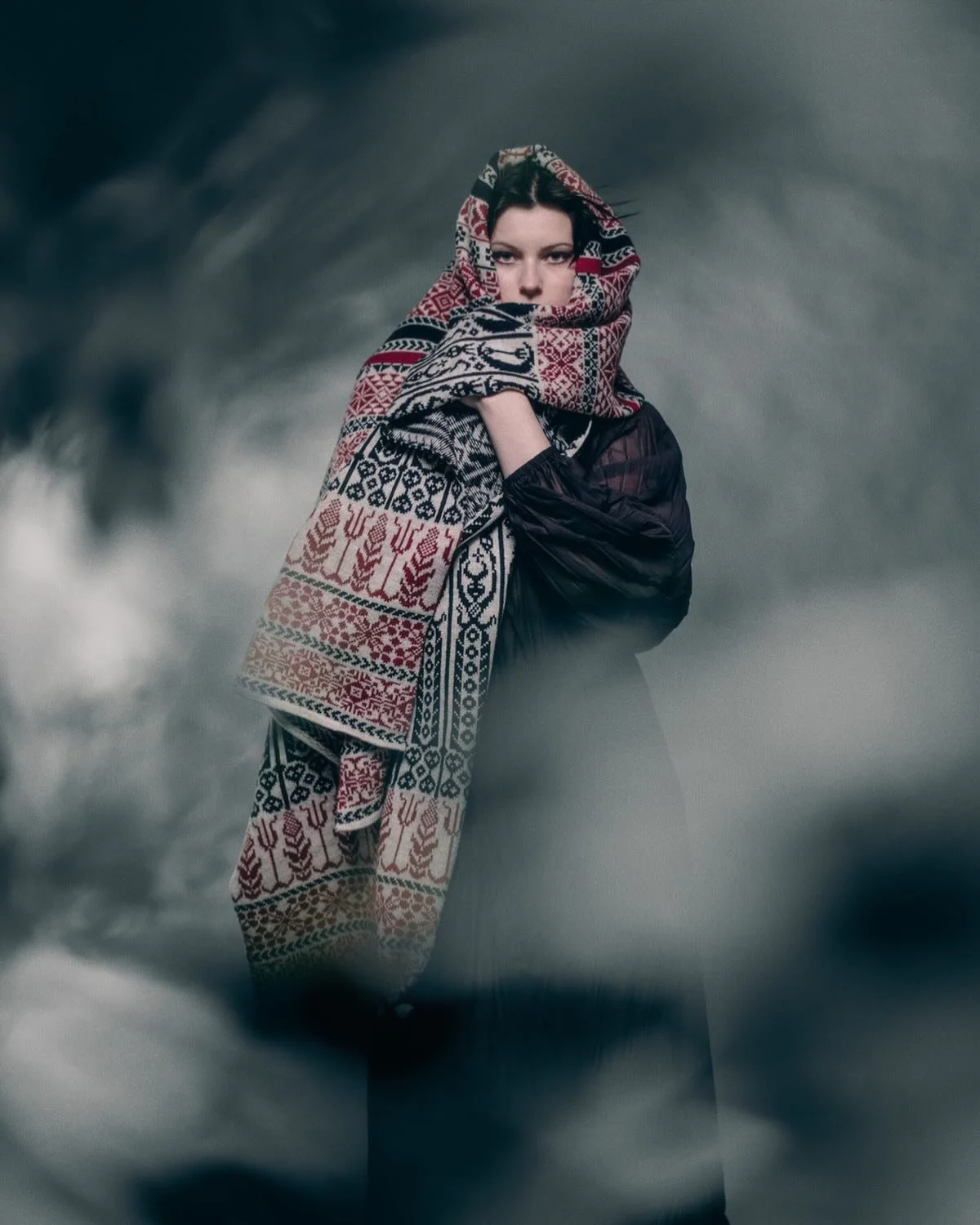 In this haunting image @notjuliakedzierska wrapped in the MARA shawl 🖤 inspired by the dark Ukrainian goddess🔥 
Use code M26 for your 25% off Mara and all pieces on the 🕸 site until midnight Sunday Mother&rsquo;s Day Sunday &hearts;️

Image @omarb