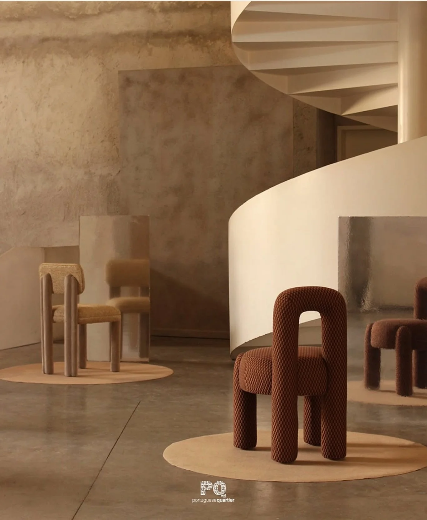 Bold yet gentle, @dooqdetails&rsquo; &ldquo;Core&rdquo; collection reimagines brutalist design with a soft, feminine touch.
Featuring the sculptural Cindy and Camelia chairs &mdash; where comfort meets art.

#PortugueseQuarter #DooqDetails #DesignWit