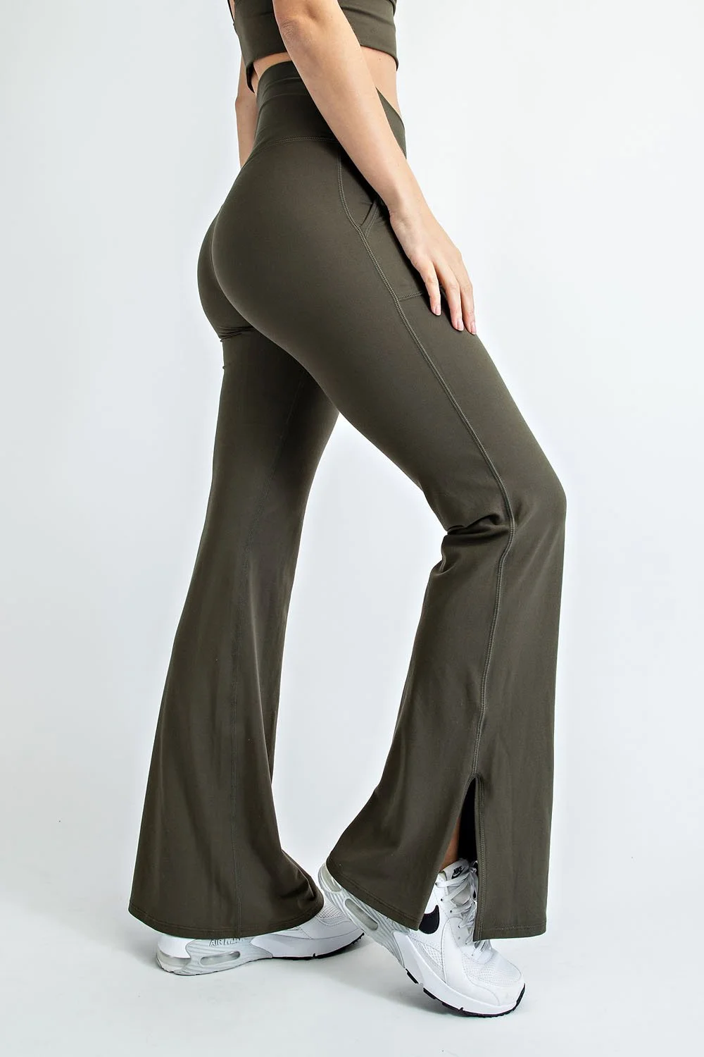 V Waist Flared Stretch Pants with Pockets — LSF Boutique