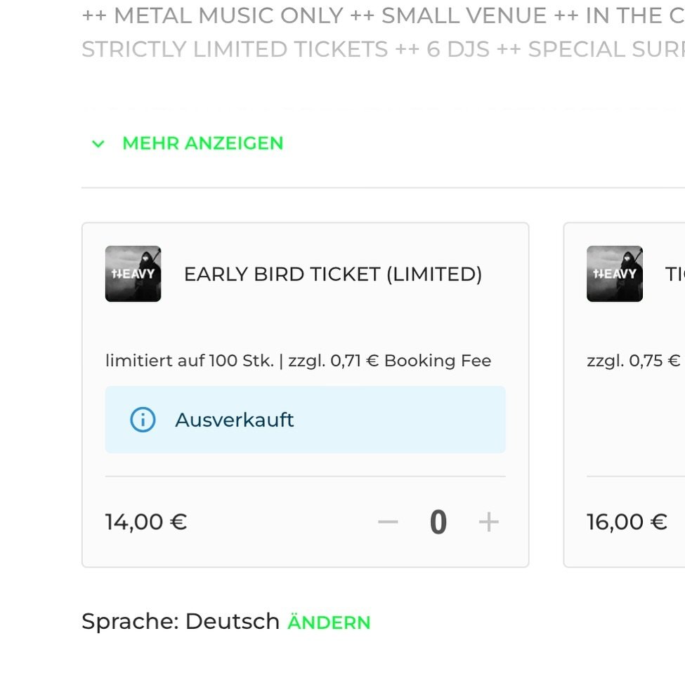 ++ EARLY BIRD SOLD OUT ++ 30.04.24 ++ COME JOIN THE VERY FIRST @heavy_club PRE-RITUAL! ++ METAL MUSIC ONLY ++ SMALL VENUE IN CENTRAL VIENNA ++ ONLY SMALL AMOUNT OF TICKETS AVAILABLE ++ GRAB YOUR 🎟️ ➡️ www.heavy.club or 🔗 in bio.