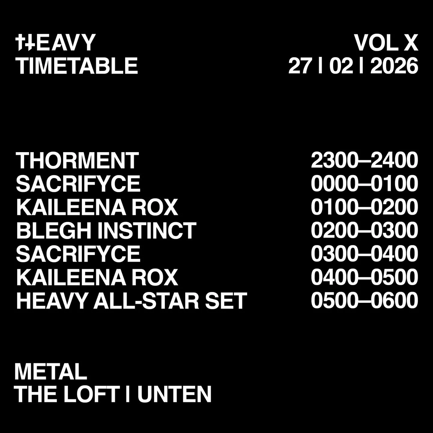 🔥 𝐋𝐈𝐍𝐄𝐔𝐏 𝐌𝐄𝐓𝐀𝐋 𝐅𝐋𝐎𝐎𝐑 🔥 | 𝐓𝐎𝐍𝐈𝐆𝐇𝐓! 

✝️ ++ 𝐇𝐄𝐀𝐕𝐘 𝐕𝐎𝐋 𝐗 ++✝️
𝟐𝟕.𝟎𝟐.𝟐𝟎𝟐𝟔 | 𝐓𝐇𝐄 𝐋𝐎𝐅𝐓&nbsp;@theloftvienna
𝐉𝐎𝐈𝐍 𝐕𝐈𝐄𝐍𝐍𝐀&rsquo;𝐒 𝐇𝐄𝐀𝐕𝐈𝐄𝐒𝐓 𝐏𝐀𝐑𝐓𝐘! 

++ 𝐊𝐀𝐈𝐋𝐄𝐄𝐍𝐀 𝐑𝐎𝐗&nbsp;@𝐤𝐚?