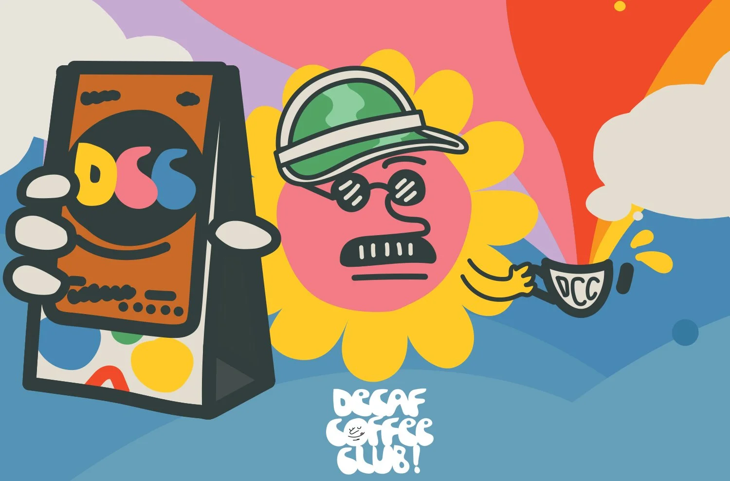 The Decaf Coffee Club image, speciality decaf coffee brand with bold identity