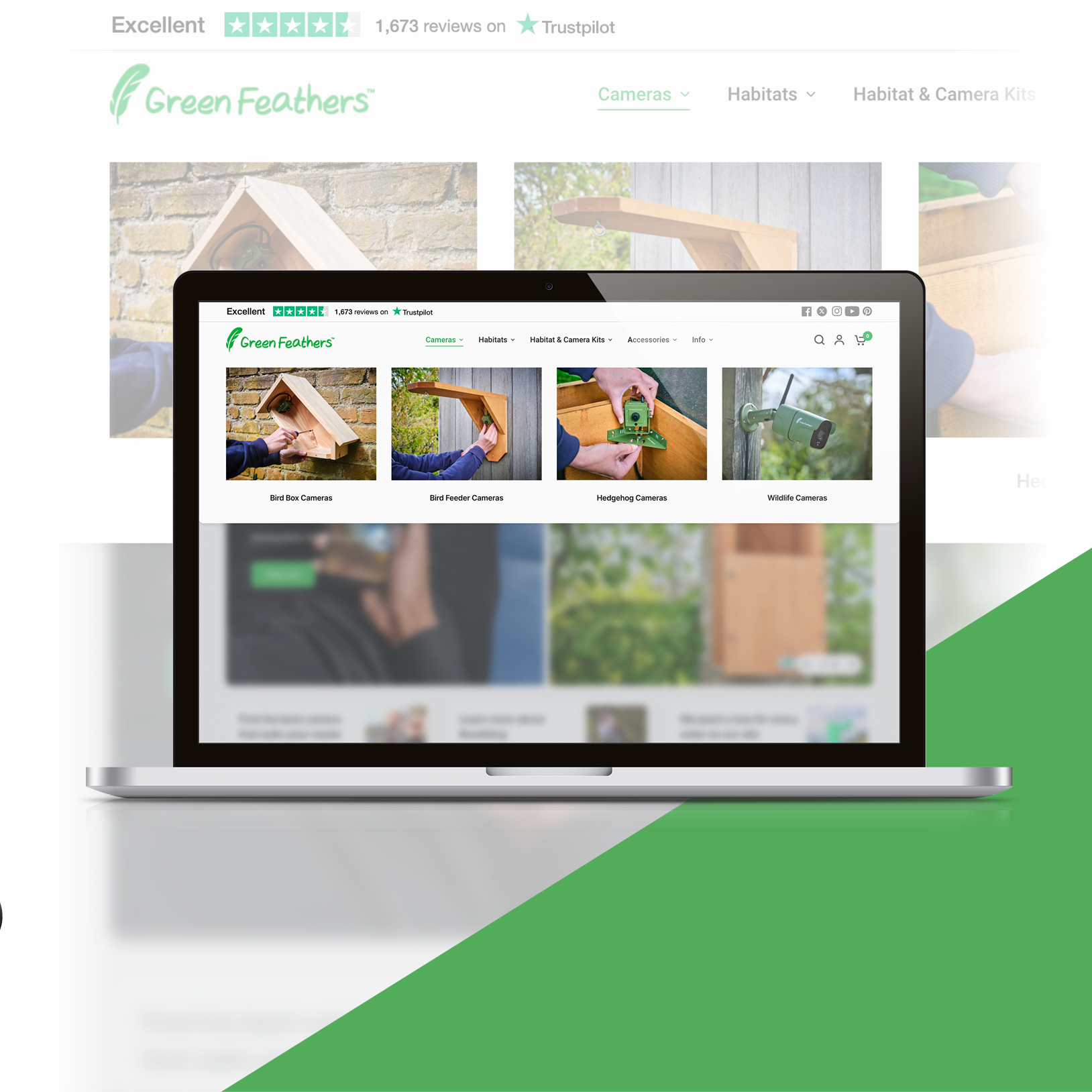 Collage highlighting product reviews, tech specs, camera footage, and improved UX elements