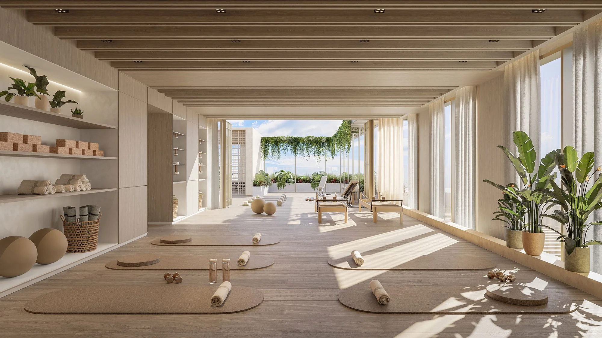 Luxury gym and wellness-focused amenities at Avida Residences, Dubai Islands, interiors that feel both grounded and uplifting by MIA Studio.