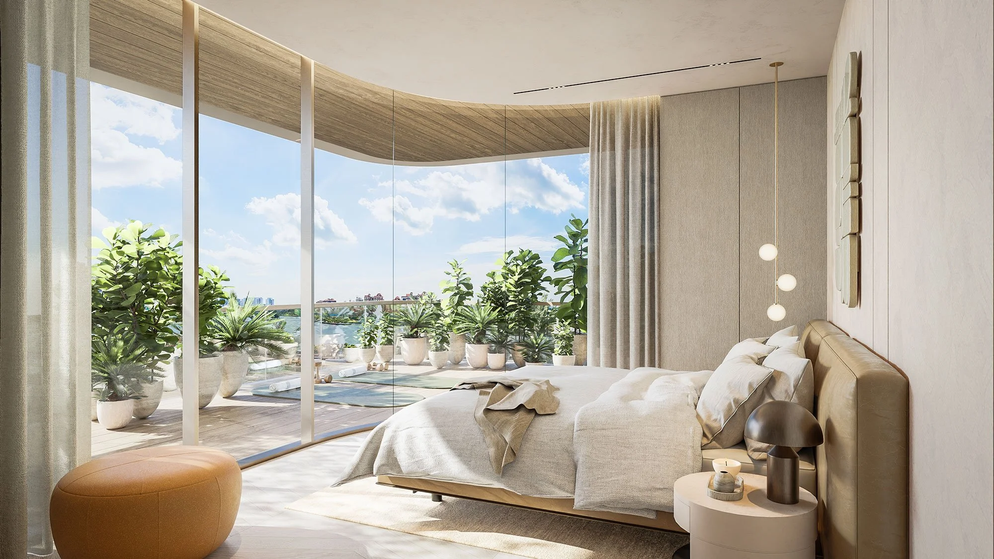 Luxury bedroom interior at Avida Residences, Dubai Islands, refined and timeless living by MIA Studio.