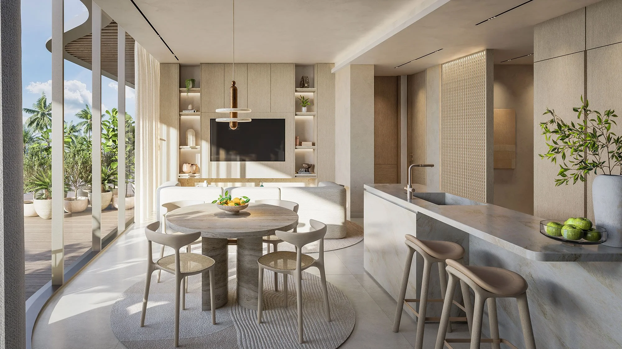 Luxury apartment interior design at Avisa Residences, Dubai Islands, timeless interiors by MIA Studio.