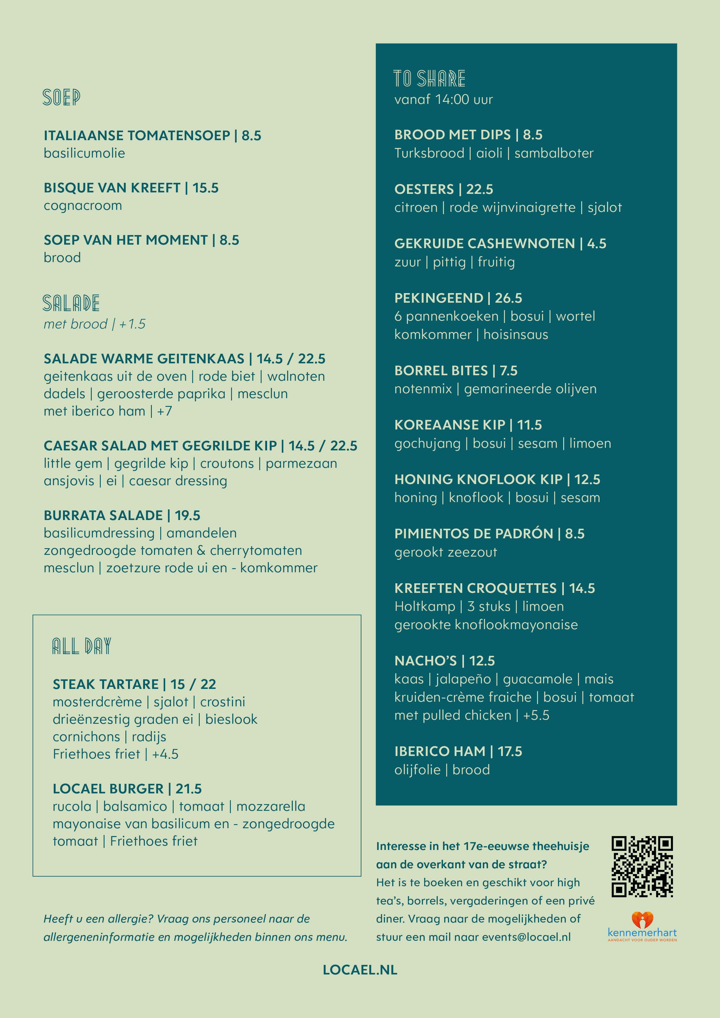 Locael menu lunch