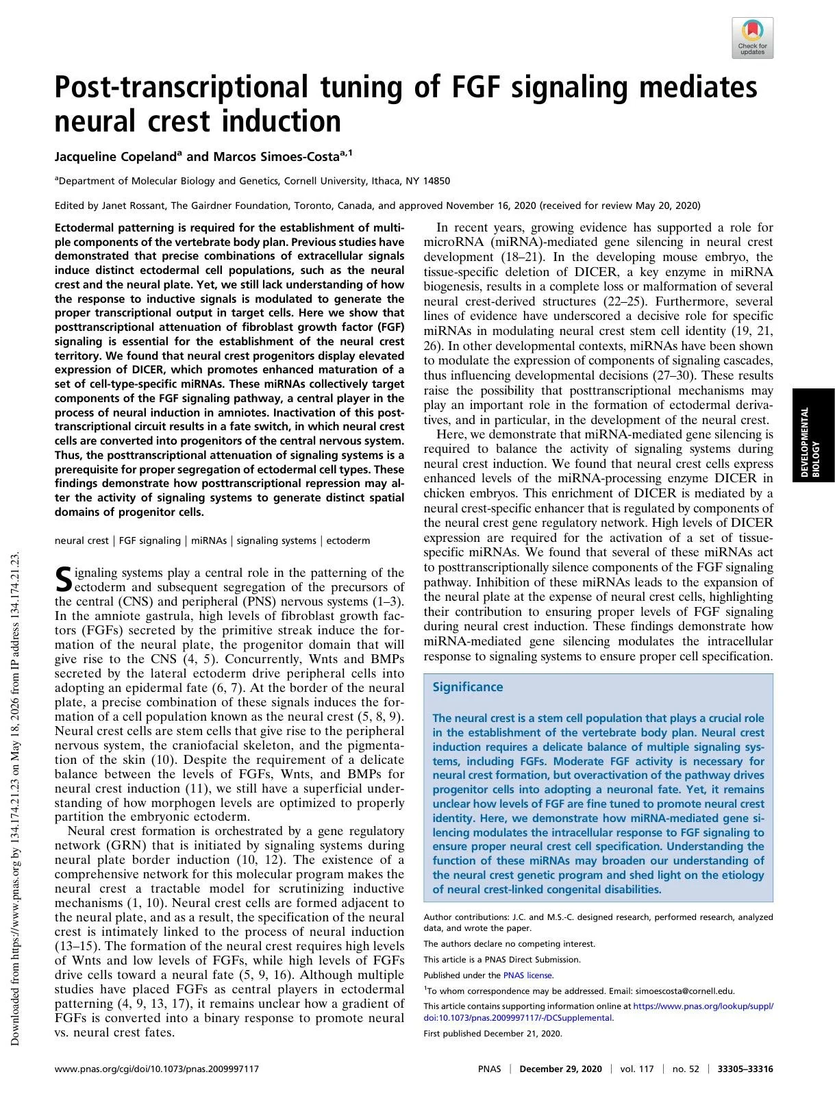 Post-transcriptional tuning of FGF signaling mediates neural crest induction