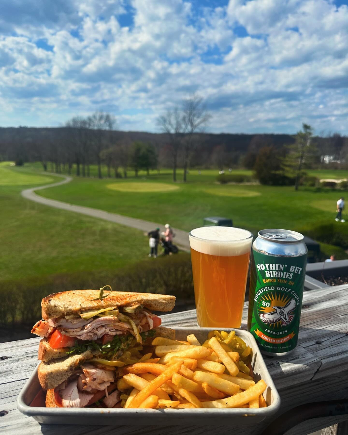 What's better than a fresh smoked turkey sandwich and a limited edition beer?... 🥪🍻

Nothing

Comes join us for lunch and dinner @odeensbbq_at_rgc 

Now serving our 50th year anniversary golf course beer! &quot;Nothin' But Birdies&quot; is a tasty 